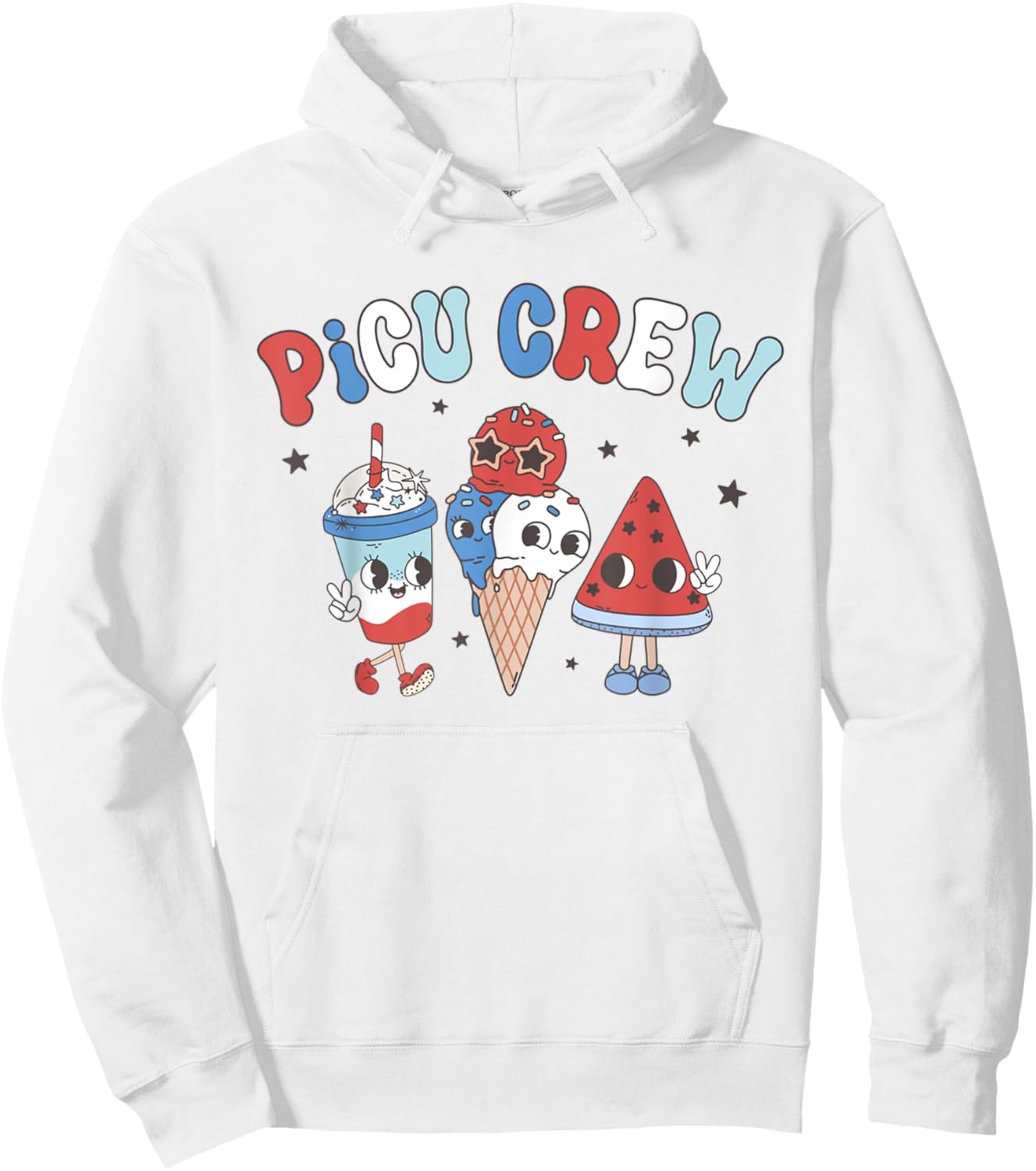Retro PICU Nurse 4th Of July Popsicle American PICU Squad Hoodie - Hoodie | White