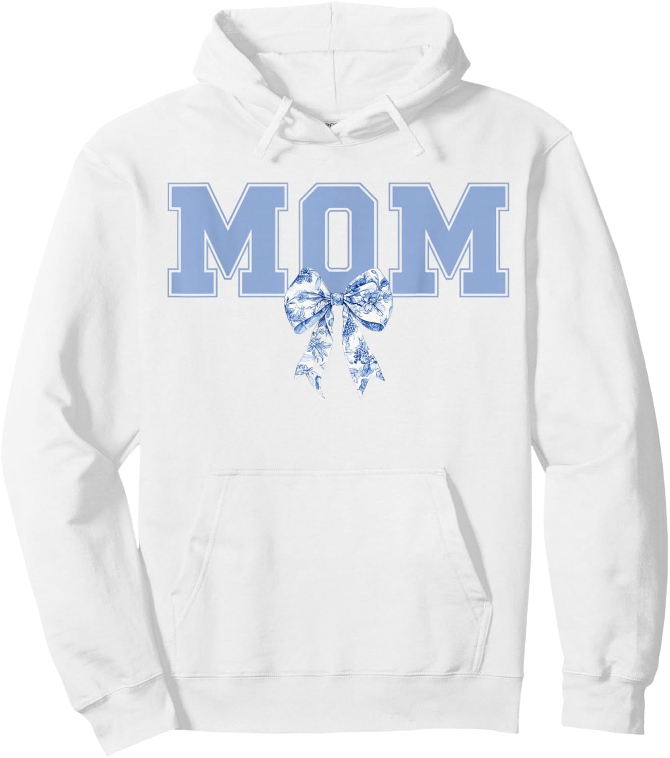 Mom Coquette Toile Blue Bow Boy Mom Cute Mother's Day Mama Hoodie - Hoodie | White