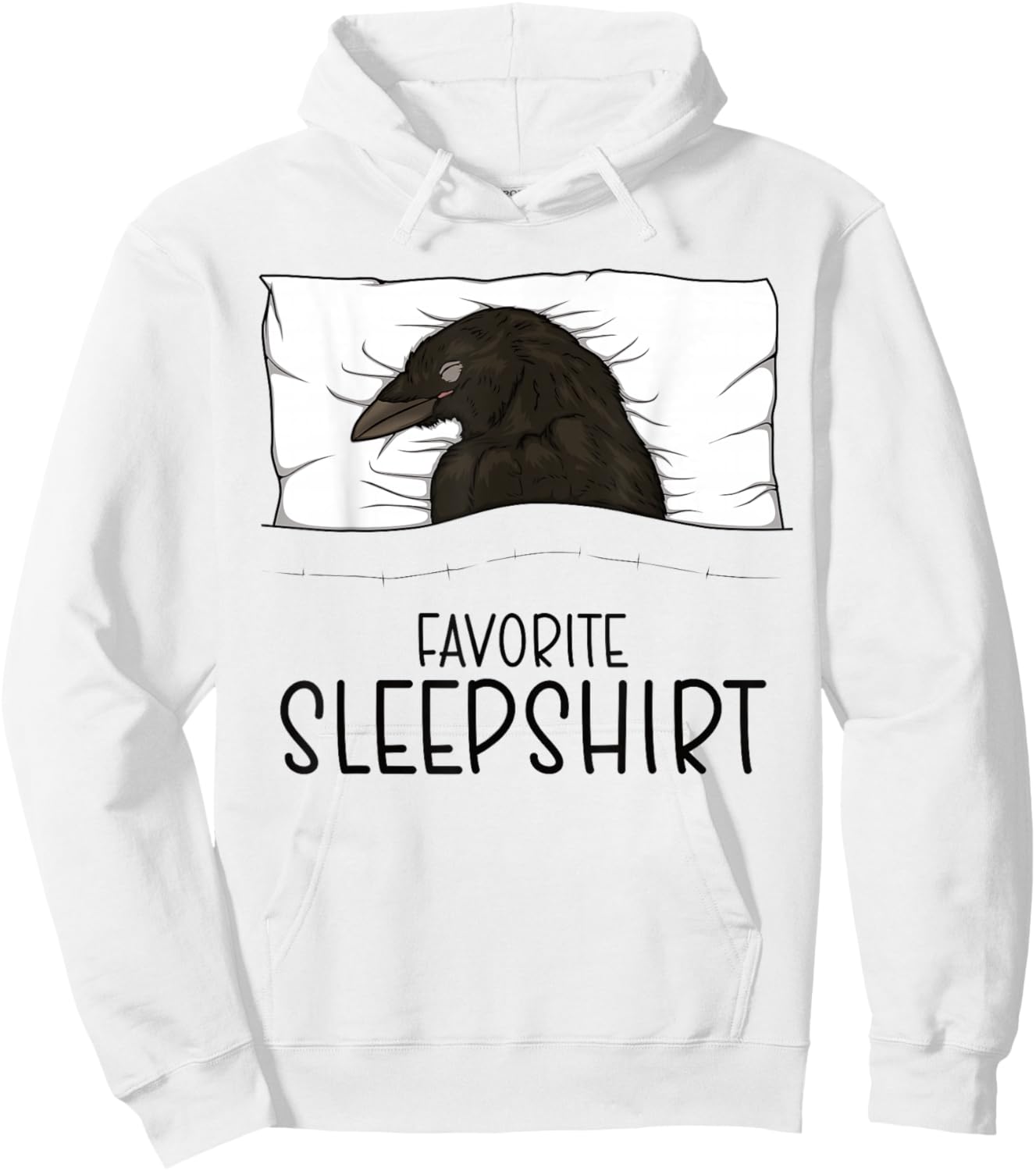 Favorite Sleepshirt Crow, Napping Raven Pajama Hoodie - Hoodie | White