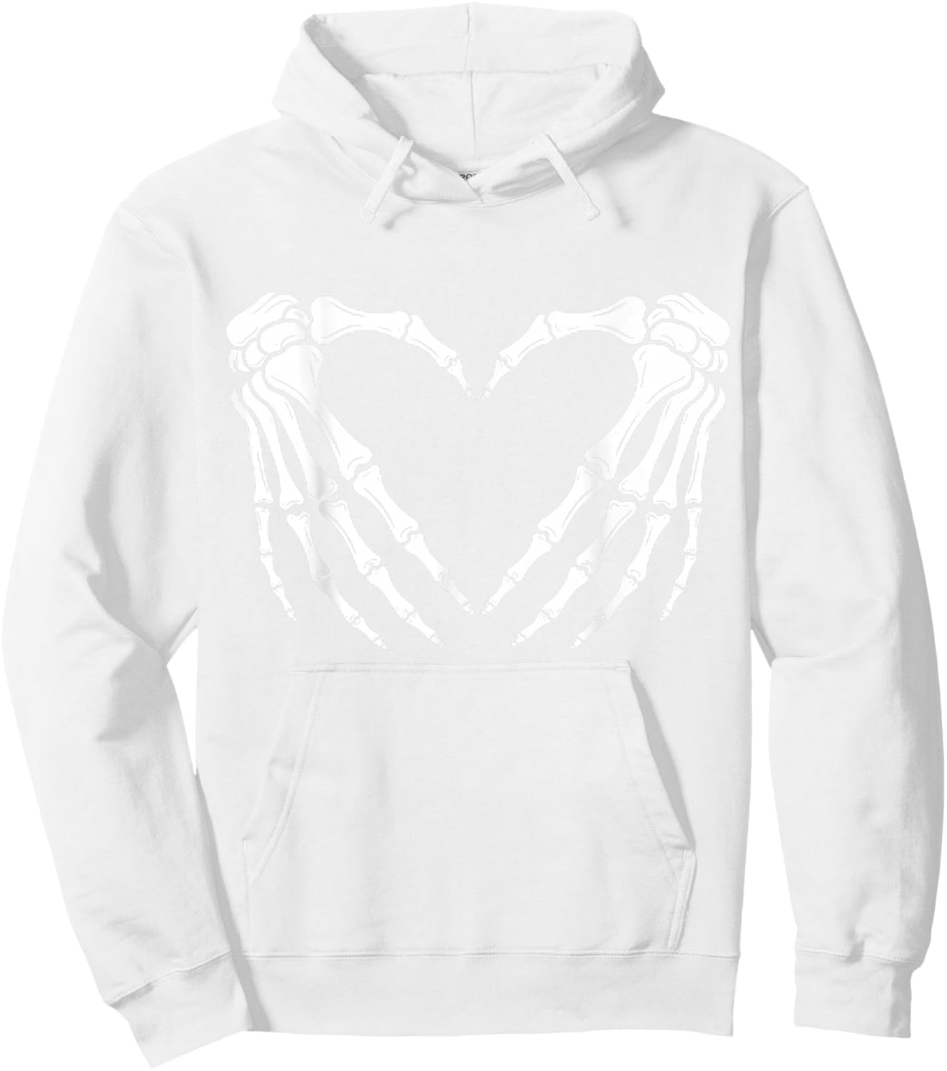 Skeleton Hands Heart Sign Red Halloween Hoodie - Hoodie | White