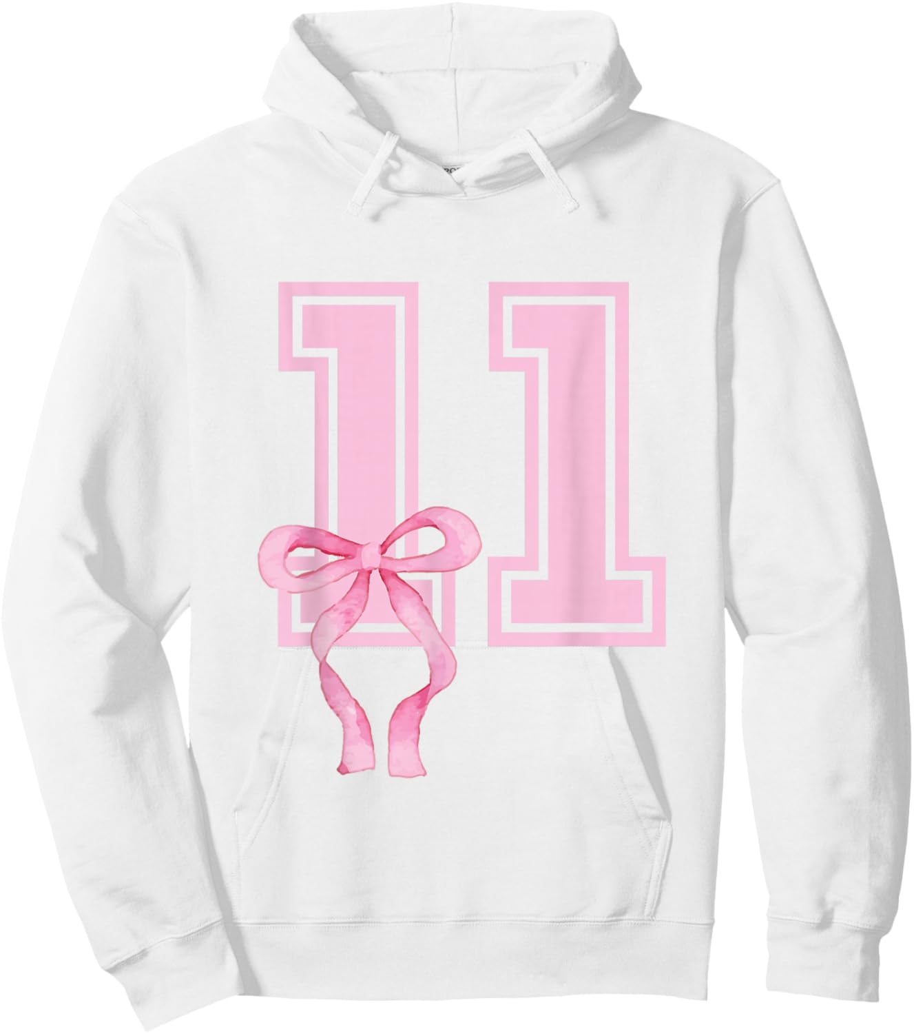 11 Year Old Birthday Girl Coquette Pink Bow Aesthetic Hoodie - Hoodie | White