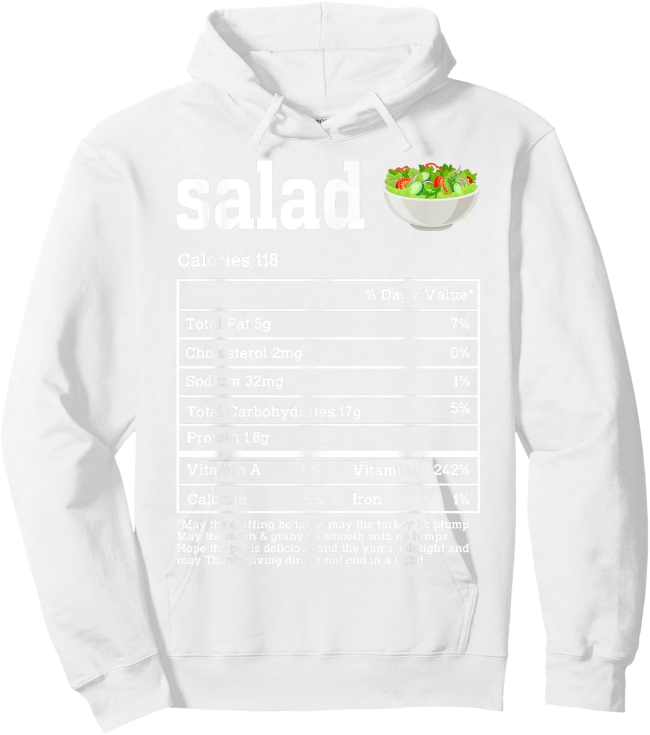 Salad Nutrition Facts Thanksgiving Food Men Women Kids Hoodie - Hoodie | White