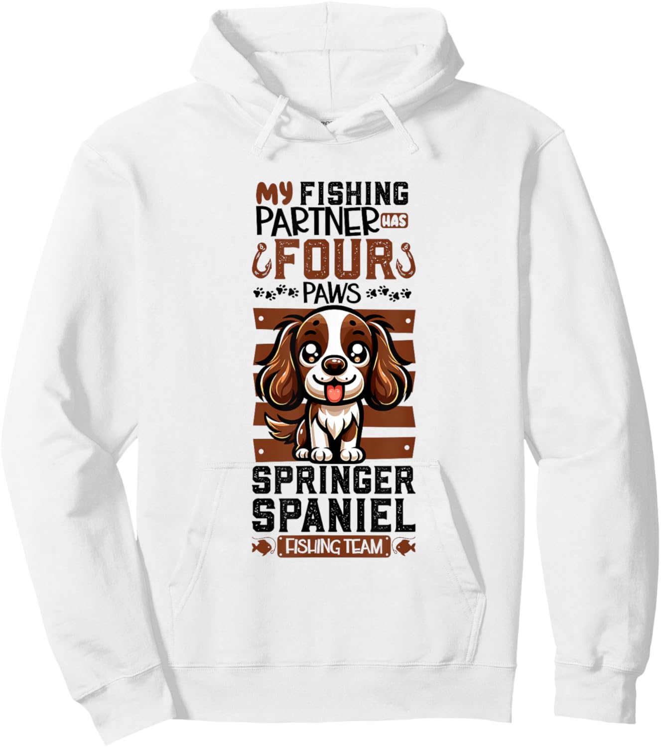 Fishing and English Springer Spaniel Hoodie - Hoodie | White