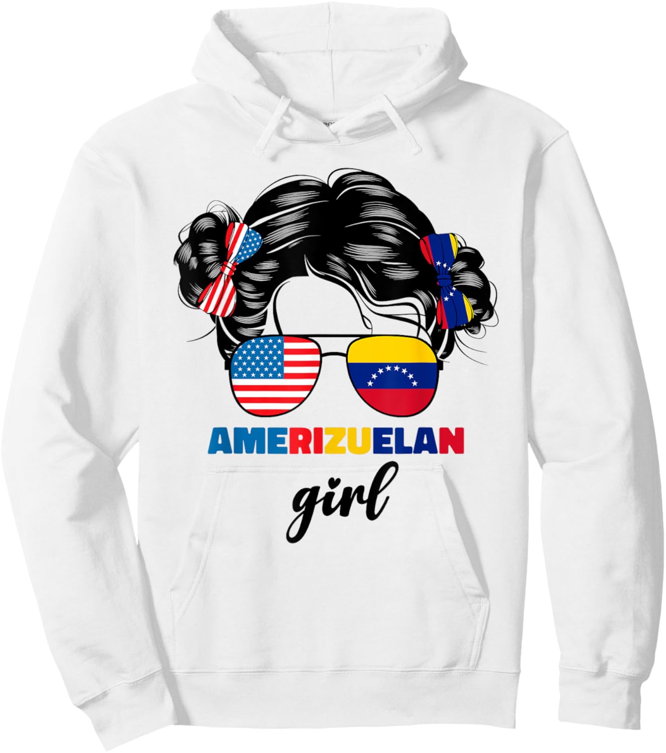 Half American And Venezuelan Usa Venezuela Flag Kids Girls Hoodie - Hoodie | White