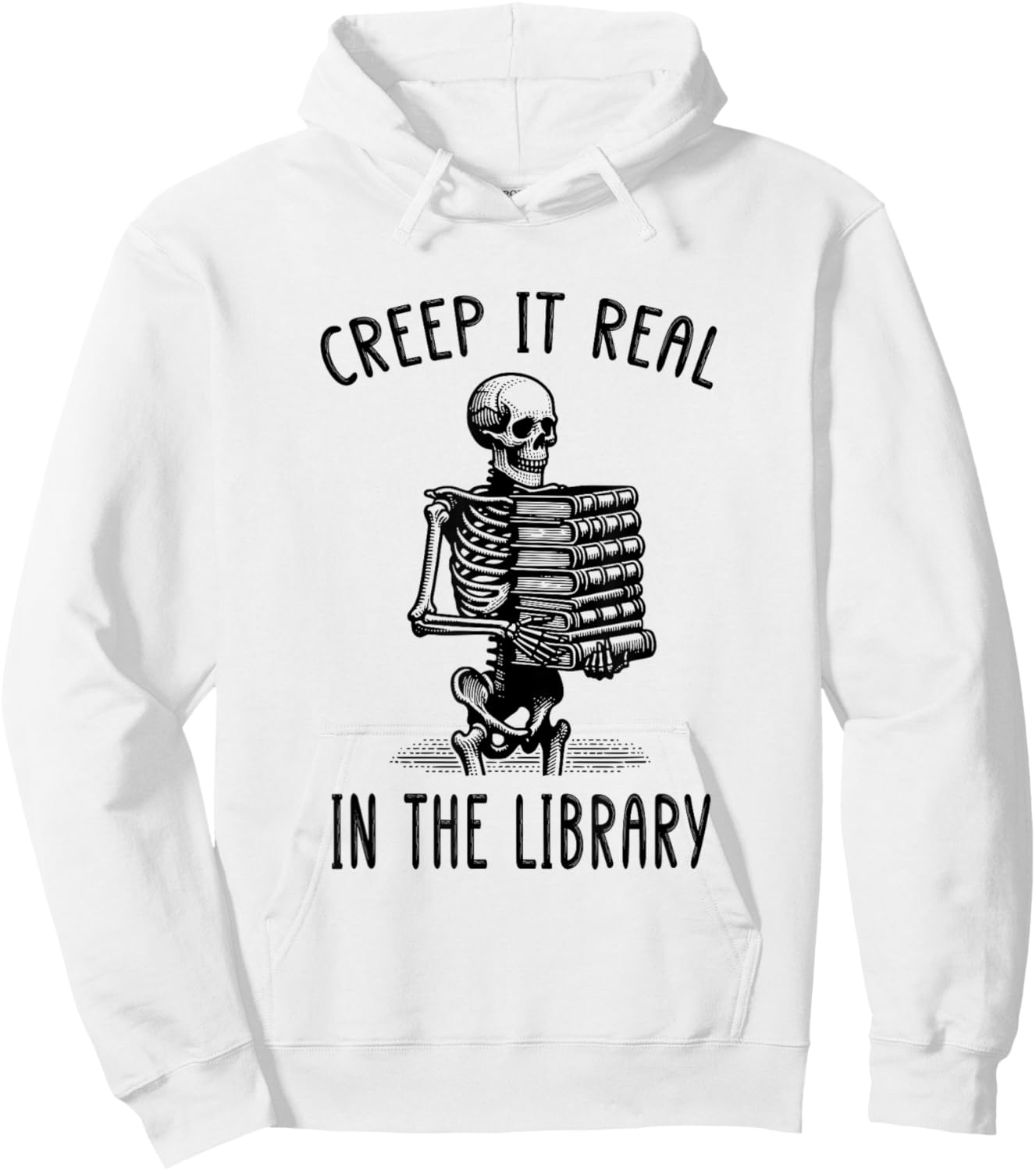 Funny Halloween Skeleton Pun Book Lover Library Joke Hoodie - Hoodie | White