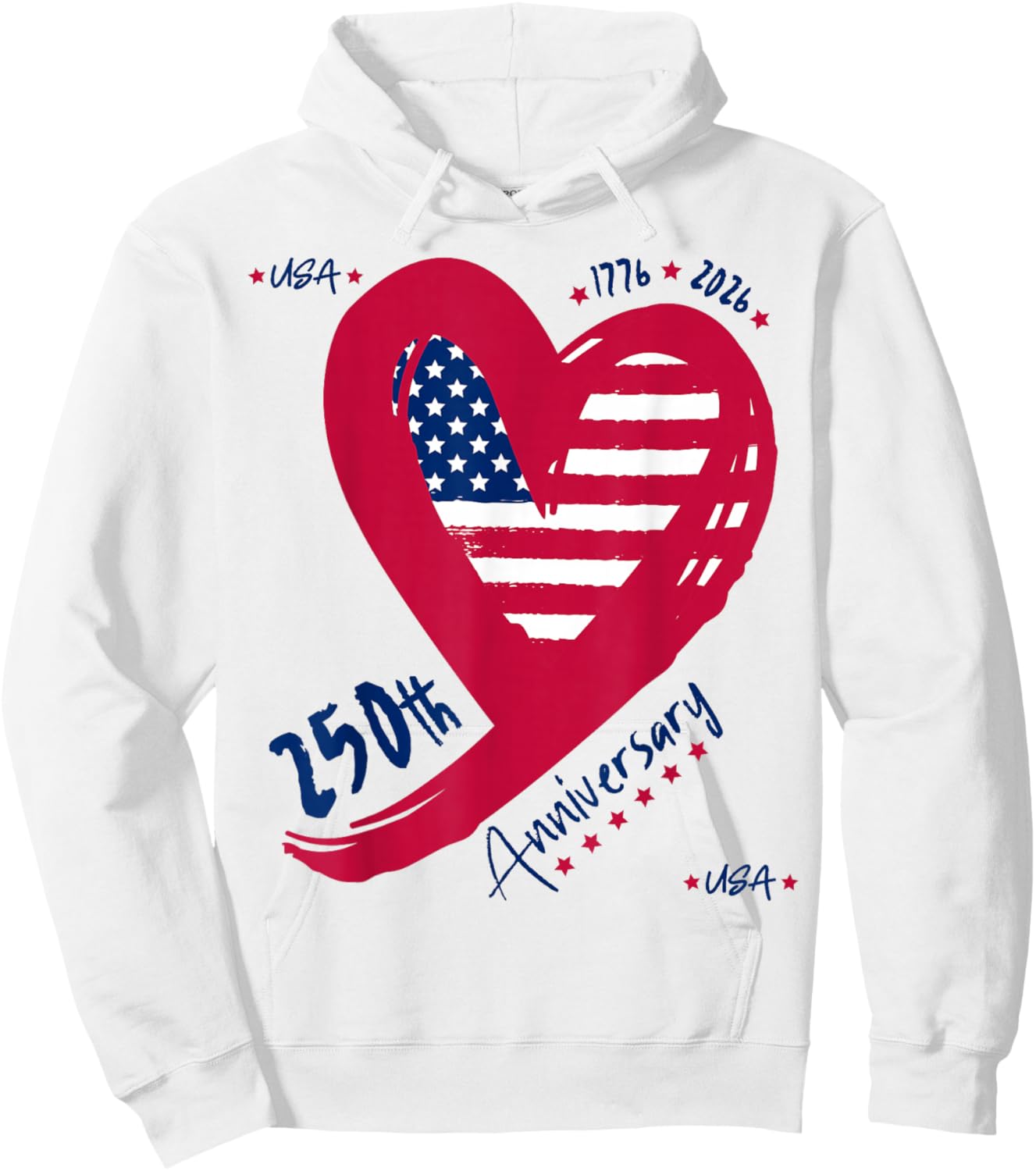 250th Anniversary America Patriotic USA Flag Heart 250 Years Hoodie - Hoodie | White