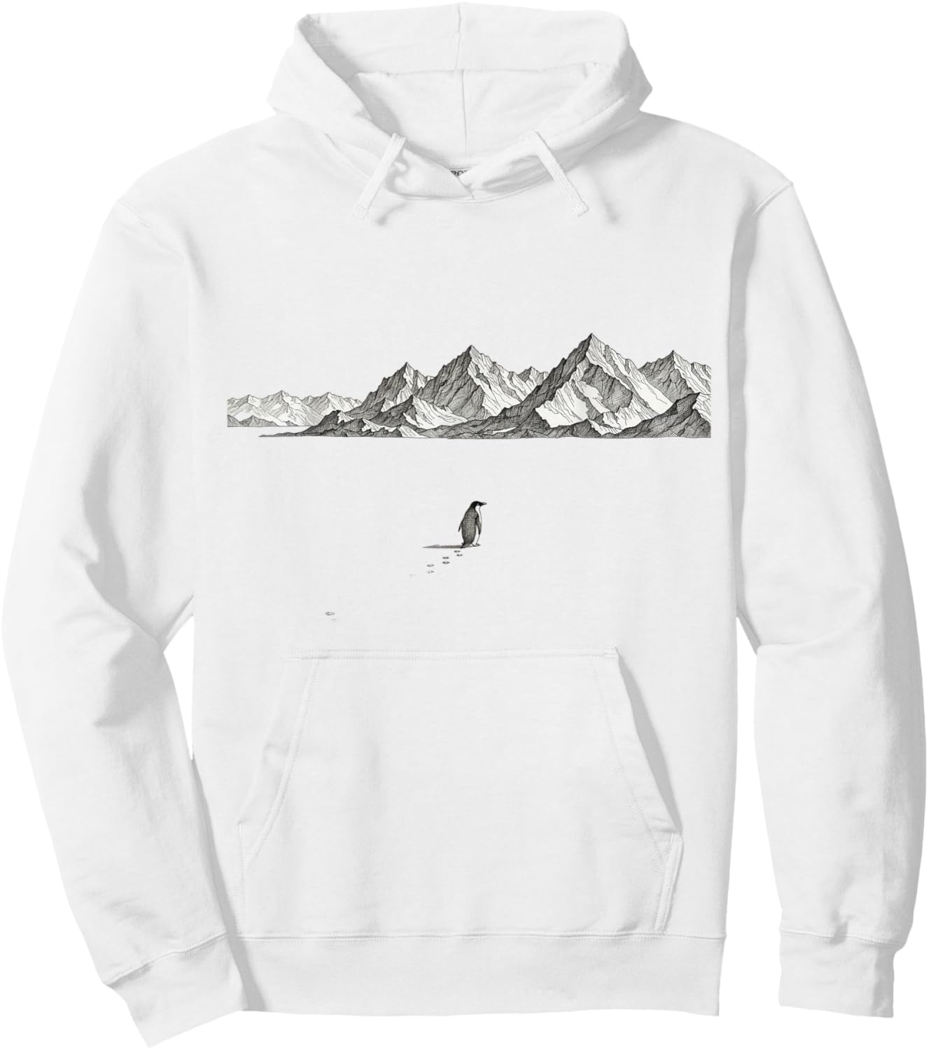 Lone Penguin Marching Towards Mountain Disoriented But Why Hoodie - Hoodie | White