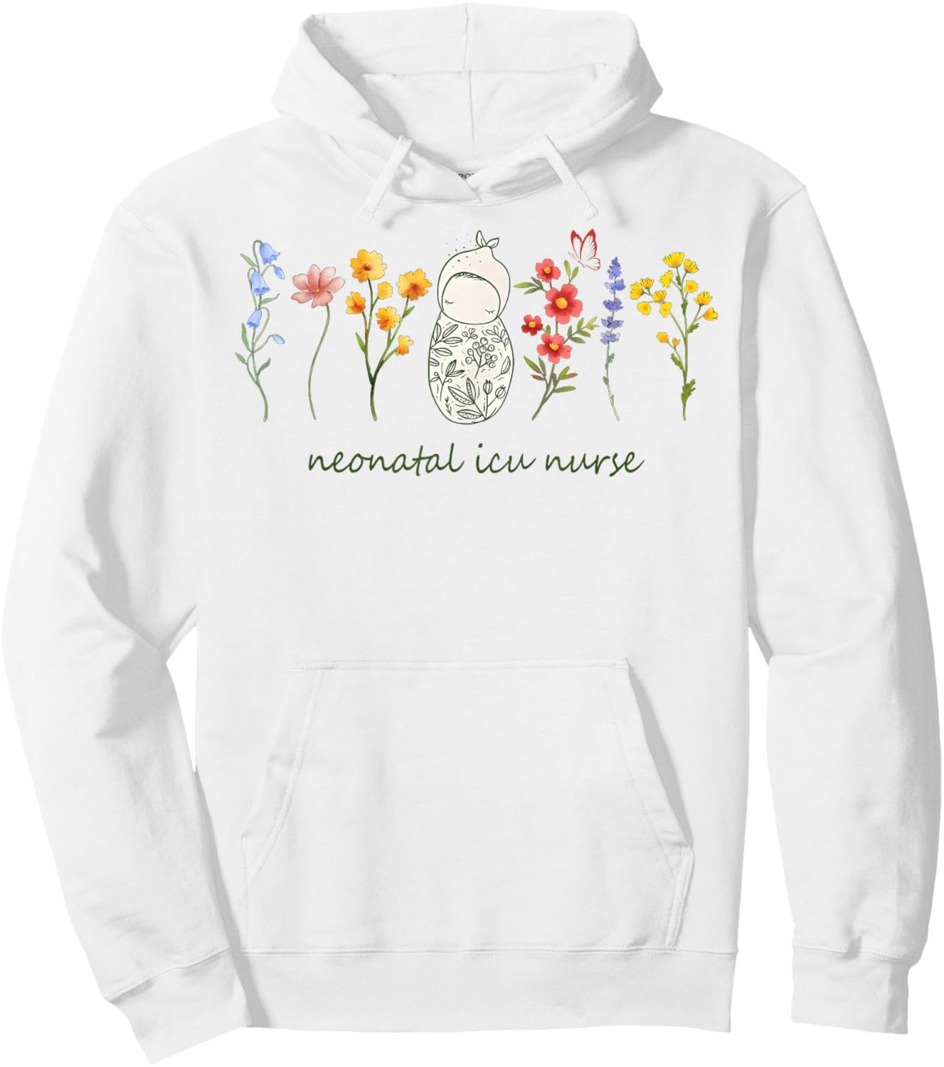Nicu Nurse Floral NICU Boho Neonatal Intensive Care Nurse Hoodie - Hoodie | White