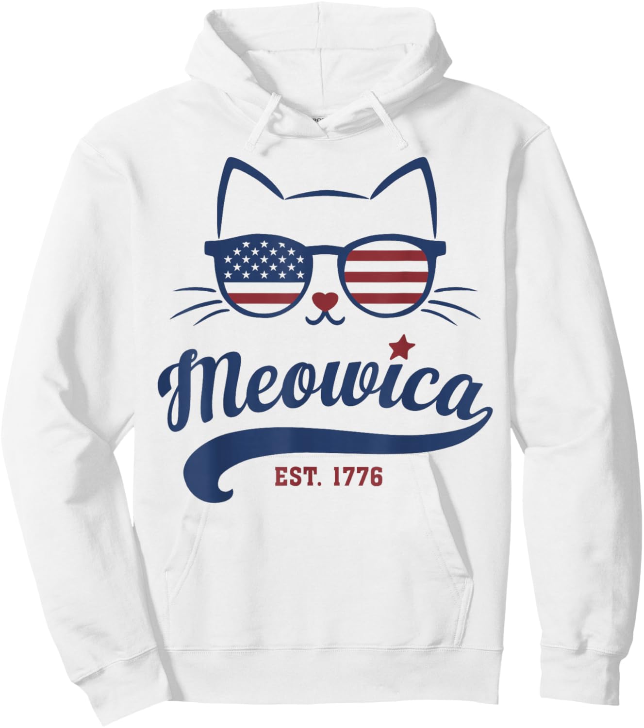 Meowica Cat Cute 4th of July USA Hoodie - Hoodie | White