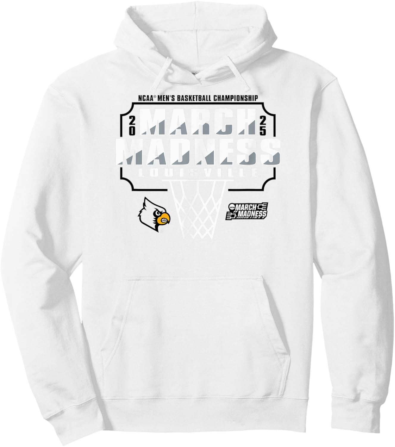 Louisville Cardinals March Madness 2025 Men's Basketball Red Hoodie - Hoodie | White