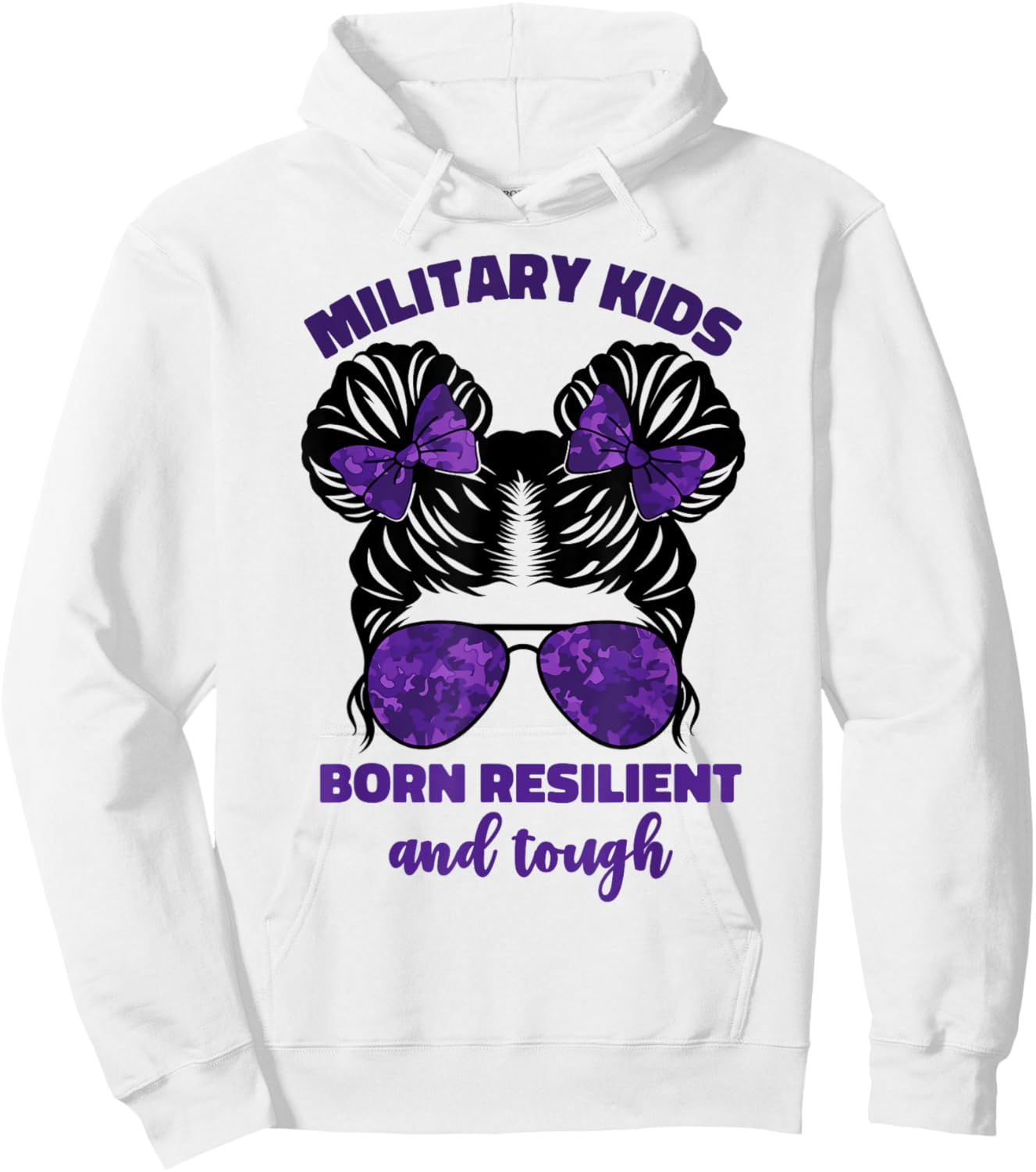 Purple Up For Military Kids Girls Month Of Military Child Hoodie - Hoodie | White