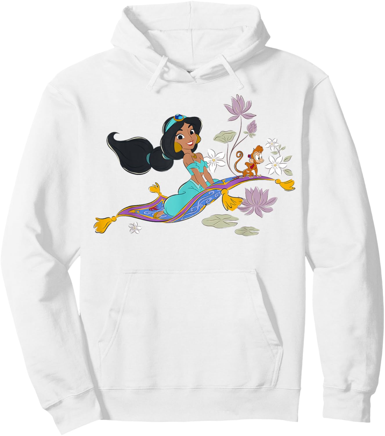 Disney Aladdin Jasmine and Abu Magic Carpet Ride Drawing Hoodie - Hoodie | White