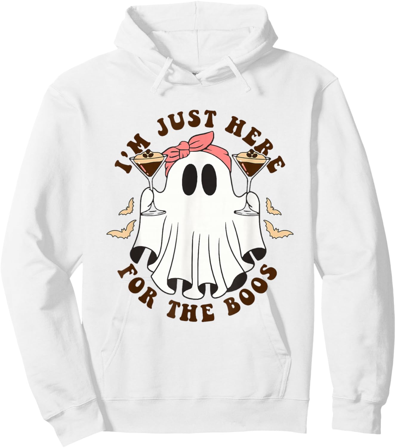 I'm Just Here for The Boos Halloween Espresso Martini Ghost Hoodie - Hoodie | White