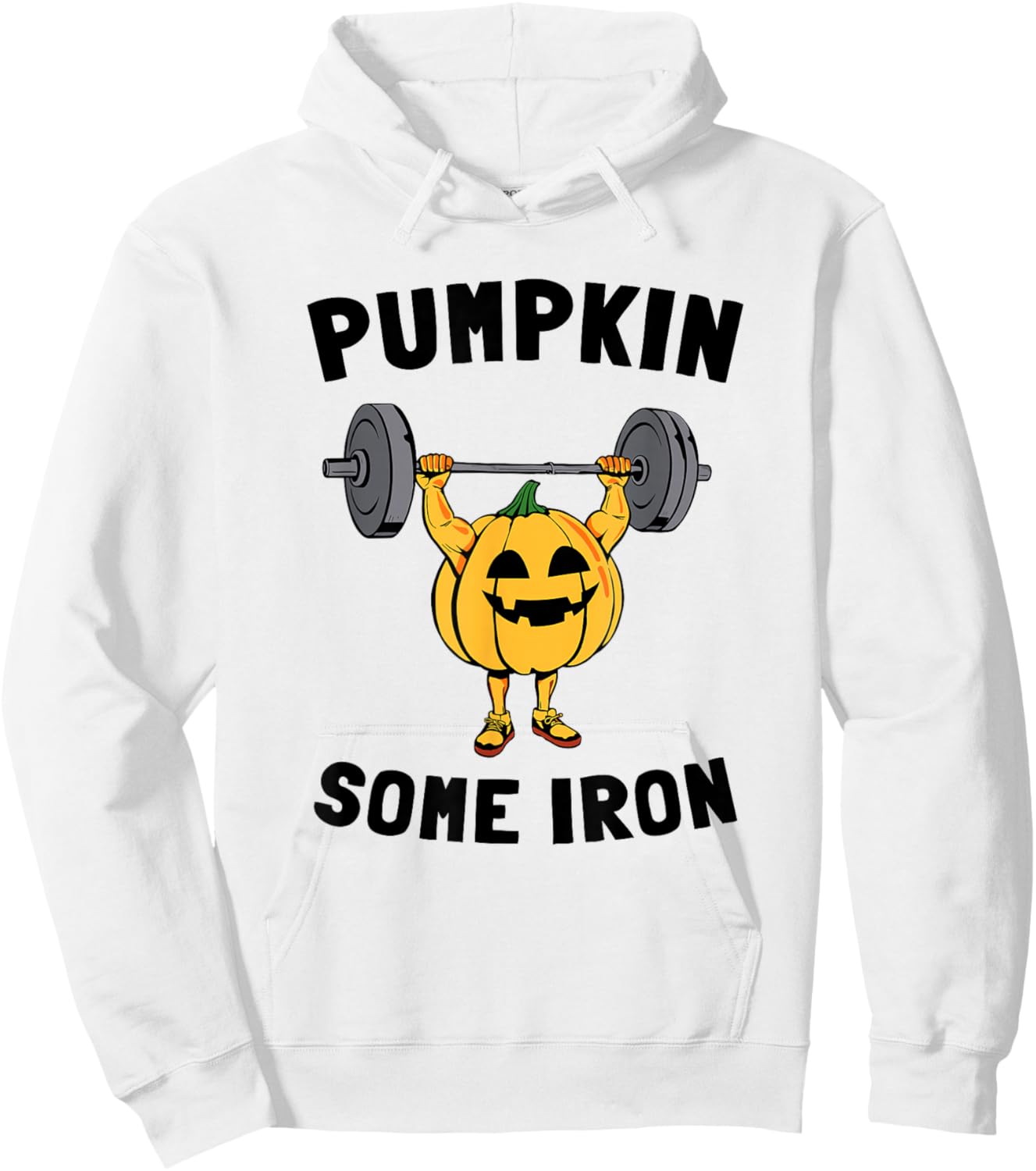 Pumpkin Some Iron Funny Halloween Gym Workout Lifting Hoodie - Hoodie | White