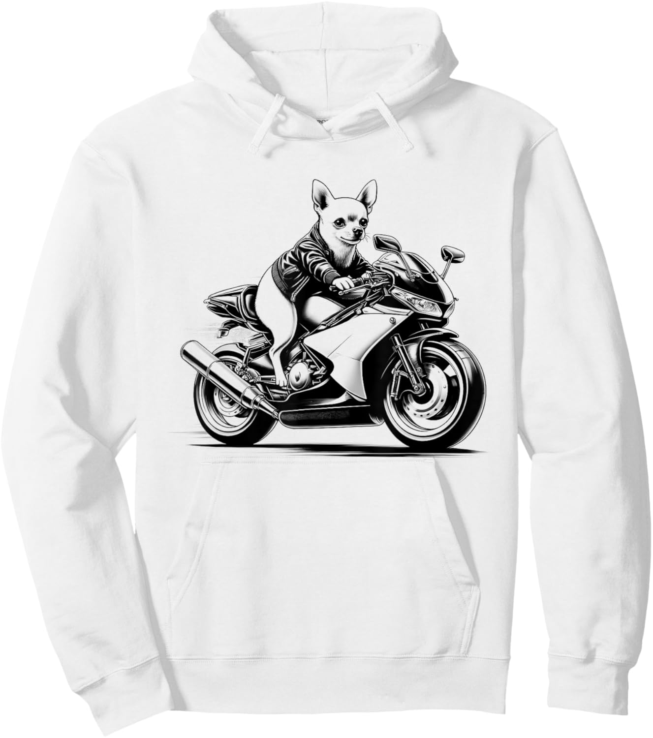 Cool Chihuahua Riding a Motorcycle Biker Dog Lover Women Kids Hoodie - Hoodie | White
