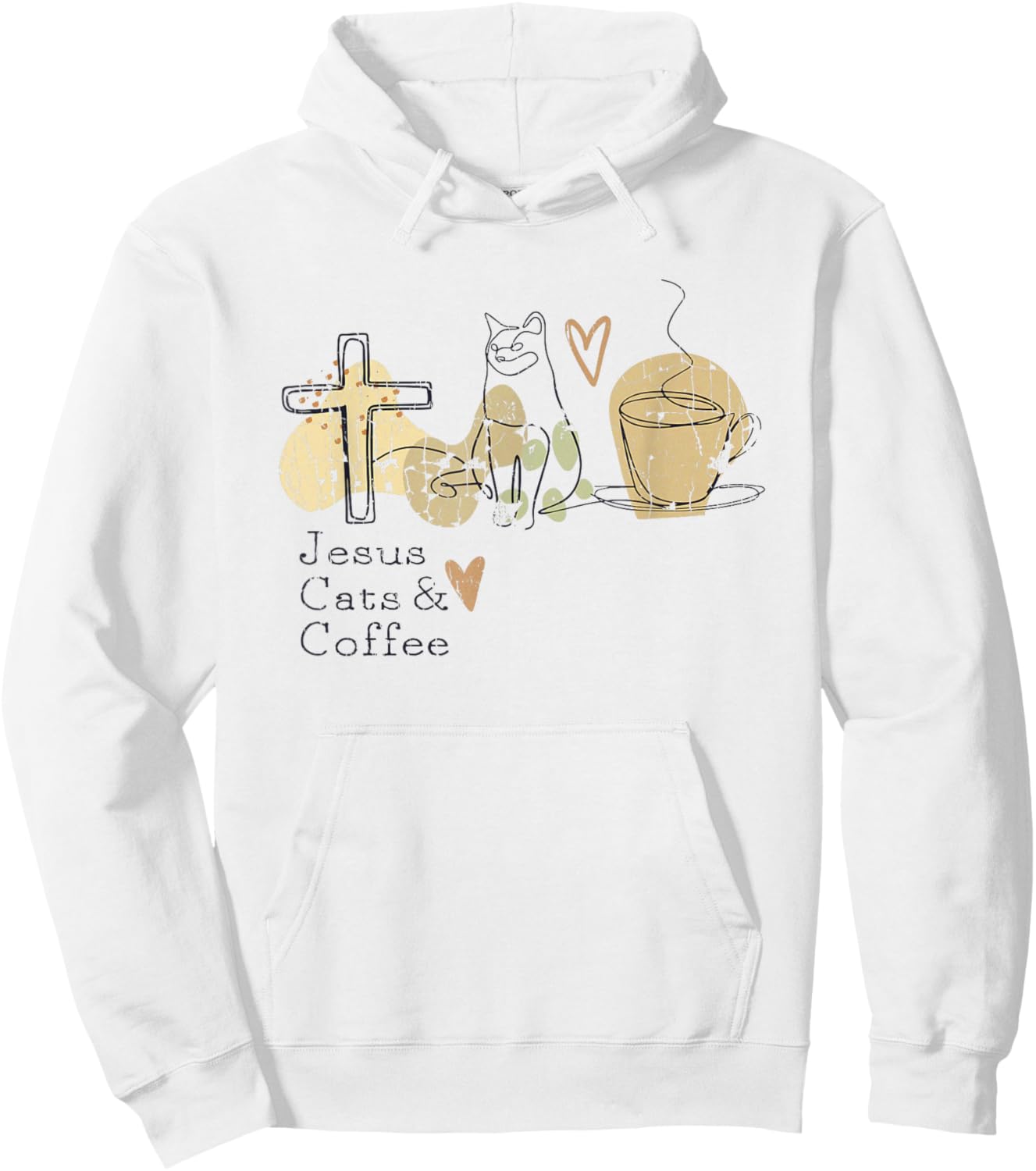 Jesus Cats And Coffee Minimalist Graphic Design Hoodie - Hoodie | White