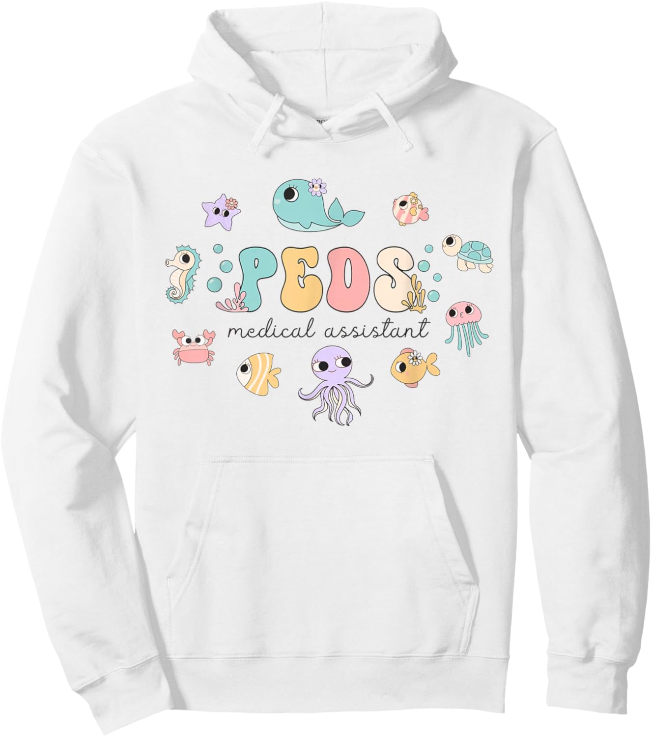 PEDS Medical Assistant Ocean Animal Pediatric MA Sea Life Hoodie - Hoodie | White
