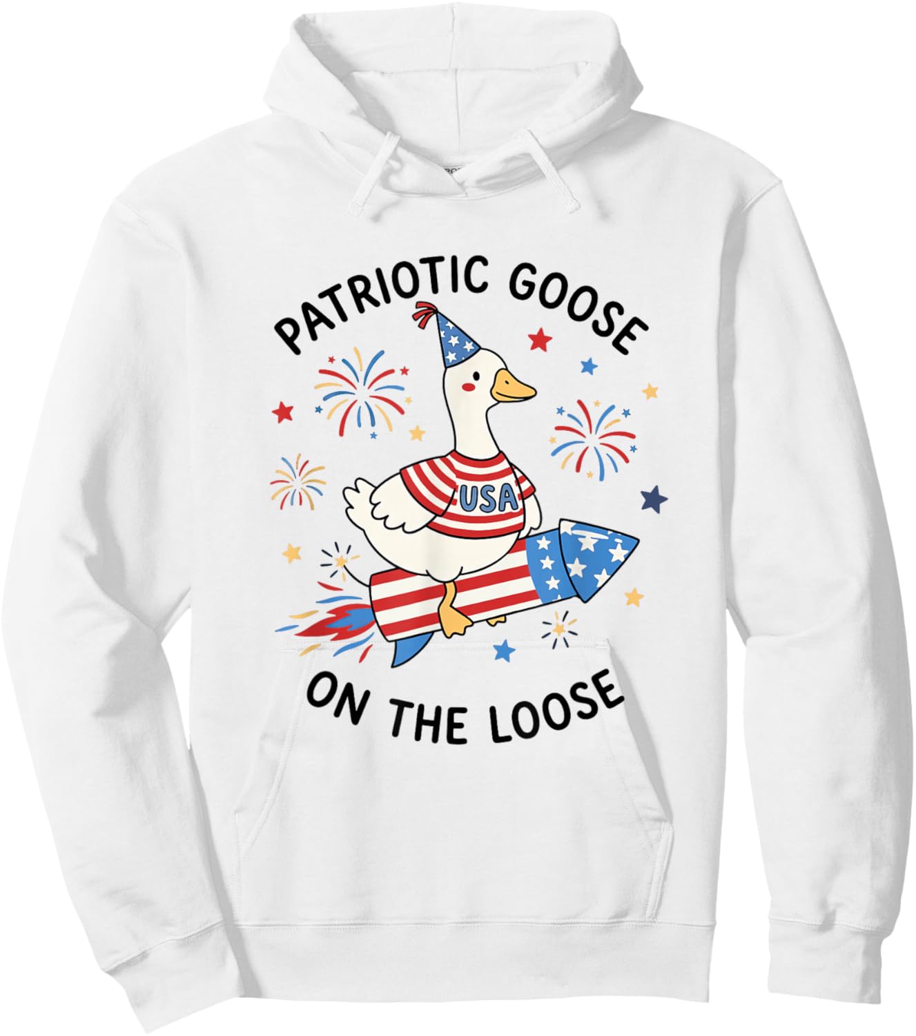 Patriotic Goose On-The-Loose USA 250th Anniversary July 4th Hoodie - Hoodie | White