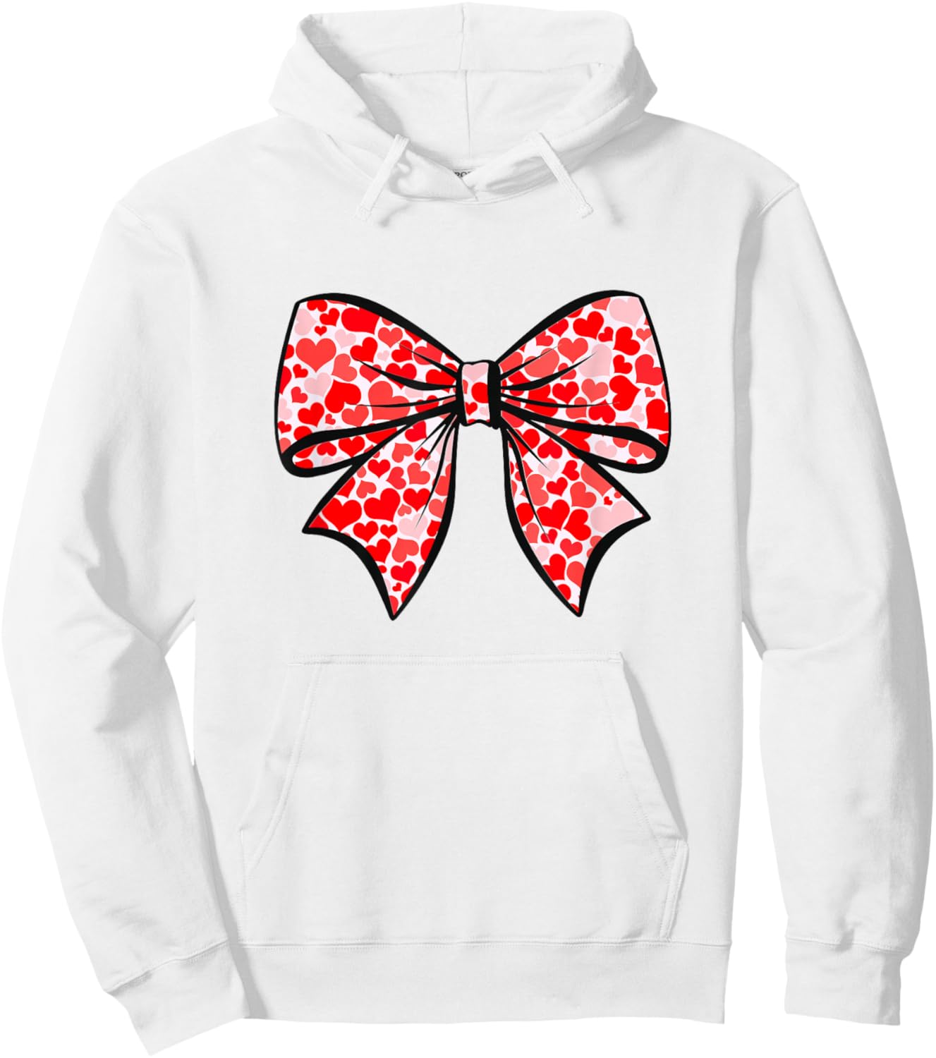 Coquette Bow with Hearts Soft Girl Aesthetic Hoodie - Hoodie | White