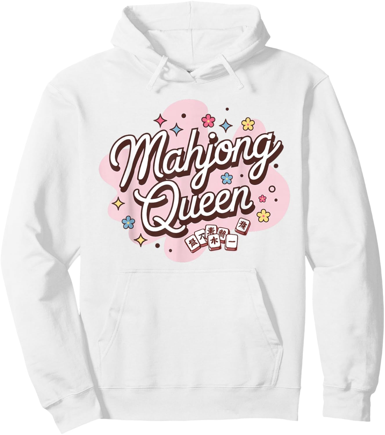 Mahjong Queen Retro Vintage Mah Jongg Player Hoodie - Hoodie | White