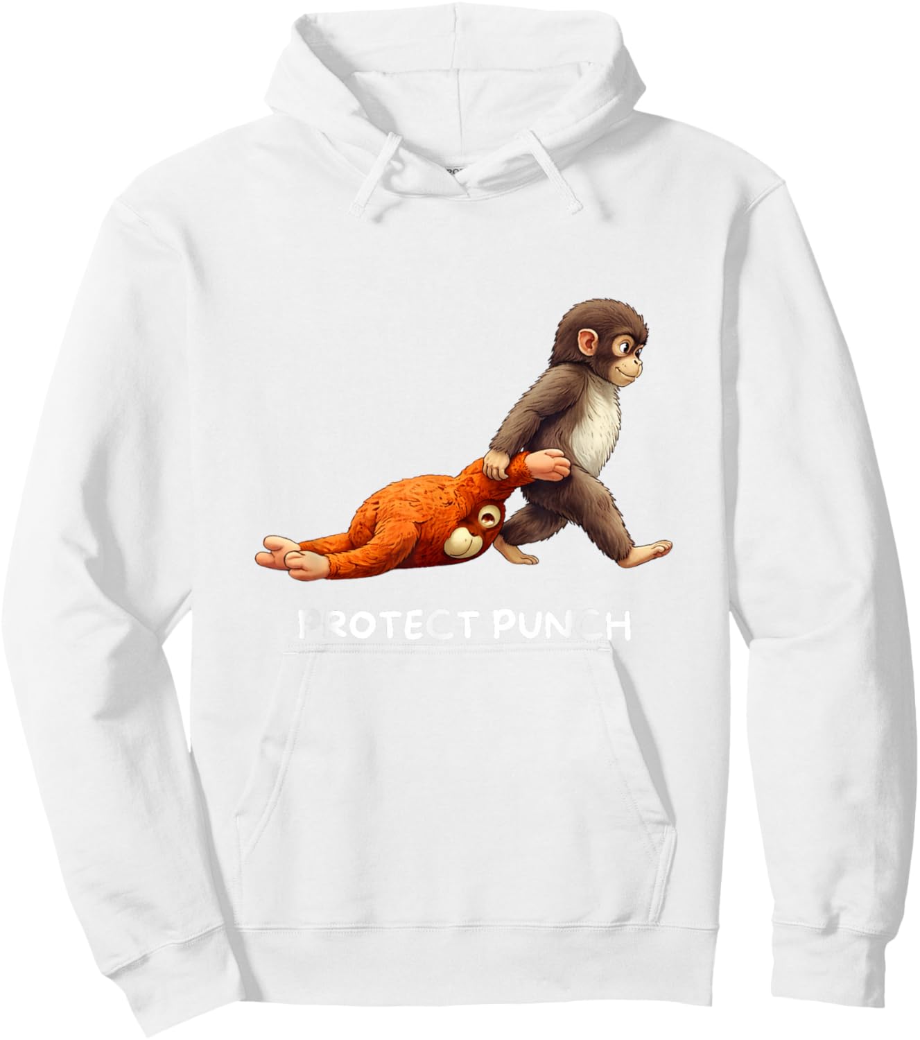 Protect Baby Monkey Punch Hoodie - Hoodie | White
