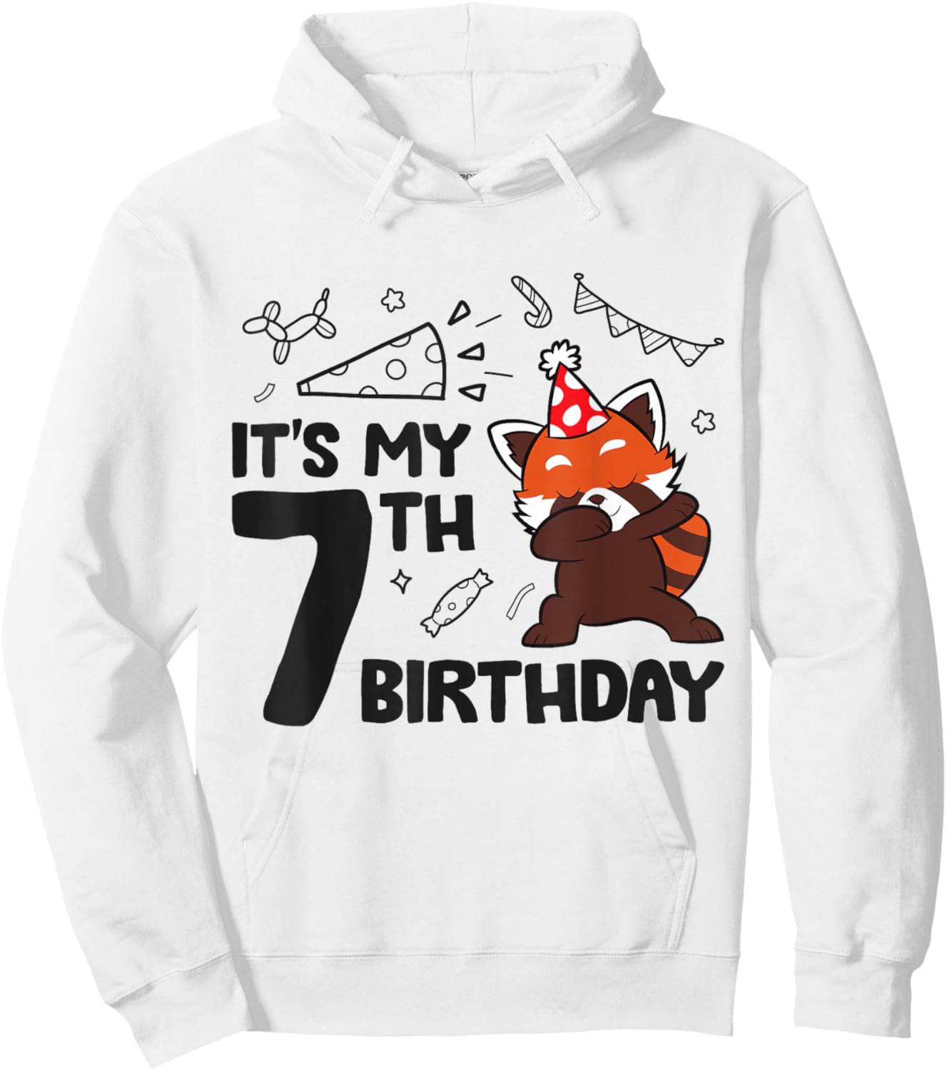 It's My 7th Birthday Cute Birthday Red Panda Hoodie - Hoodie | White
