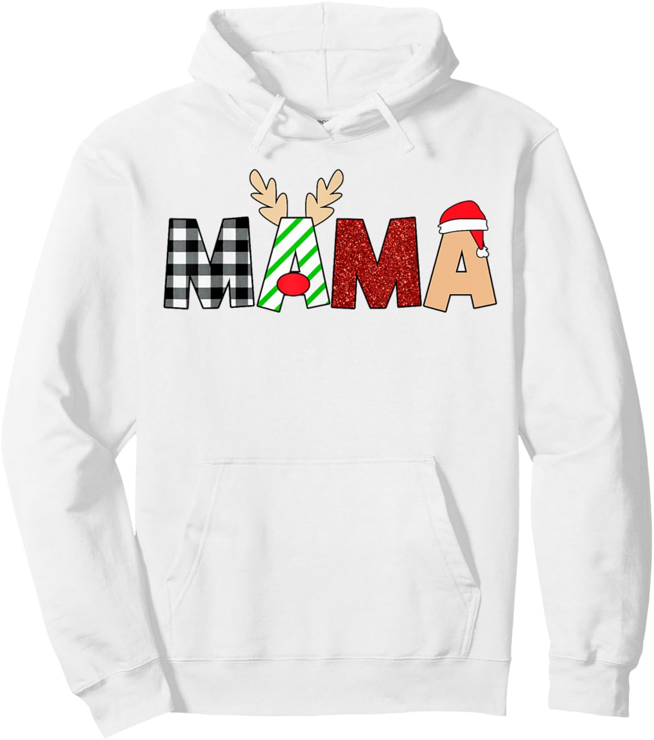 Mama Santa Christmas Family Matching Pajamas Mama Xmas Hoodie - Hoodie | White