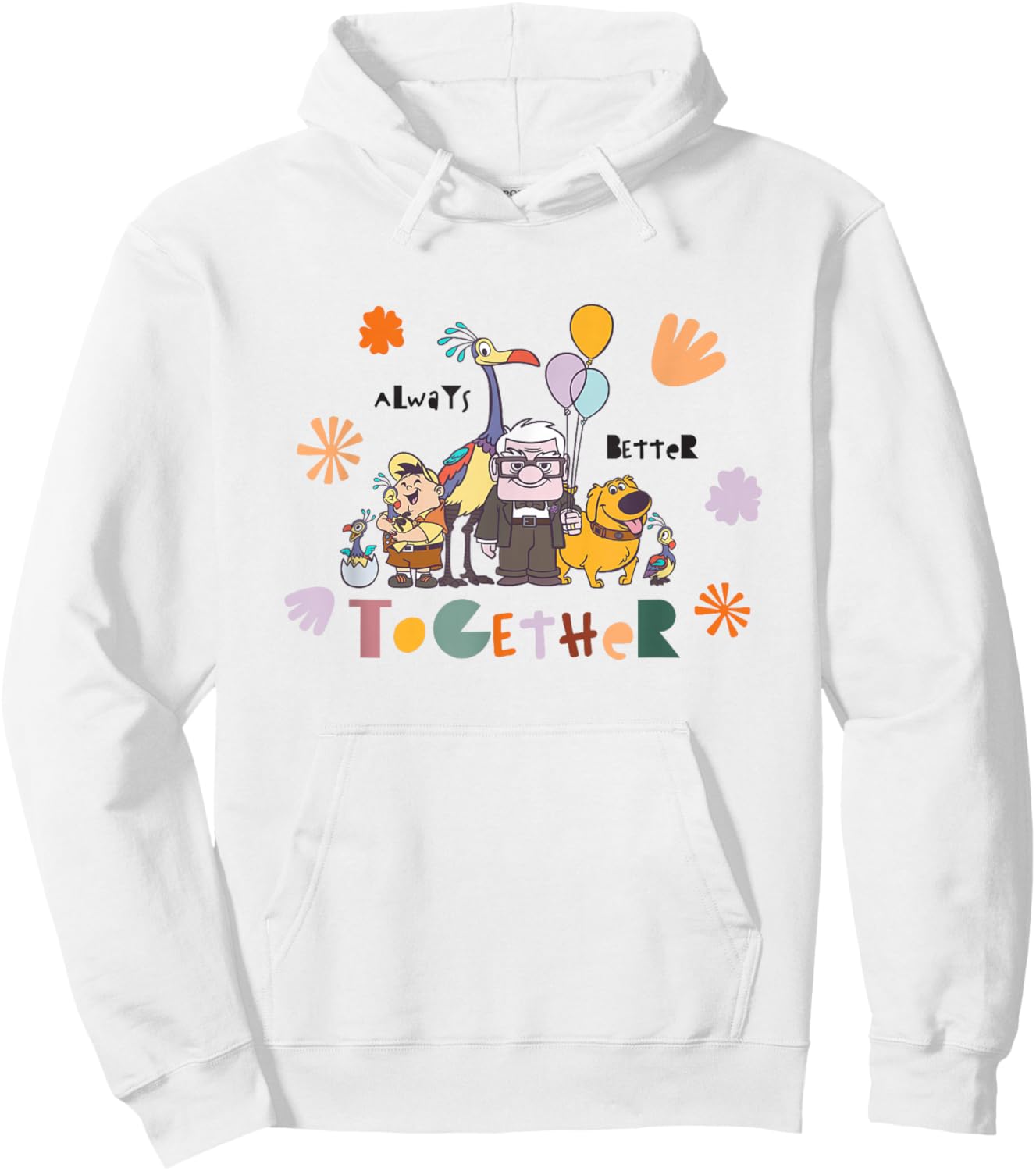 Disney Pixar Up Always Better Together Cute Group Shot Logo Hoodie - Hoodie | White