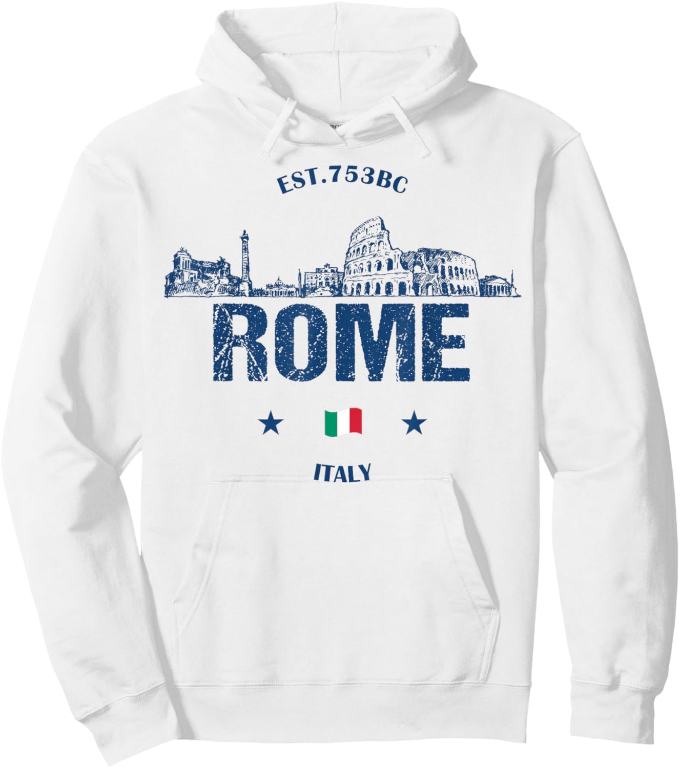 Rome Historical Landmarks Vintage Italy Flag Hoodie - Hoodie | White