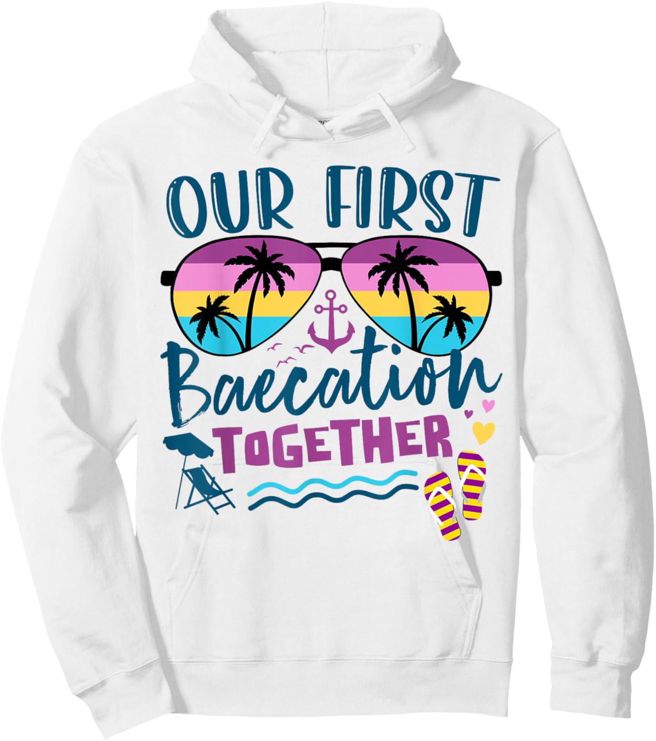 Our First Baecation 2025 Matching Couples Romantic Vacation Hoodie - Hoodie | White