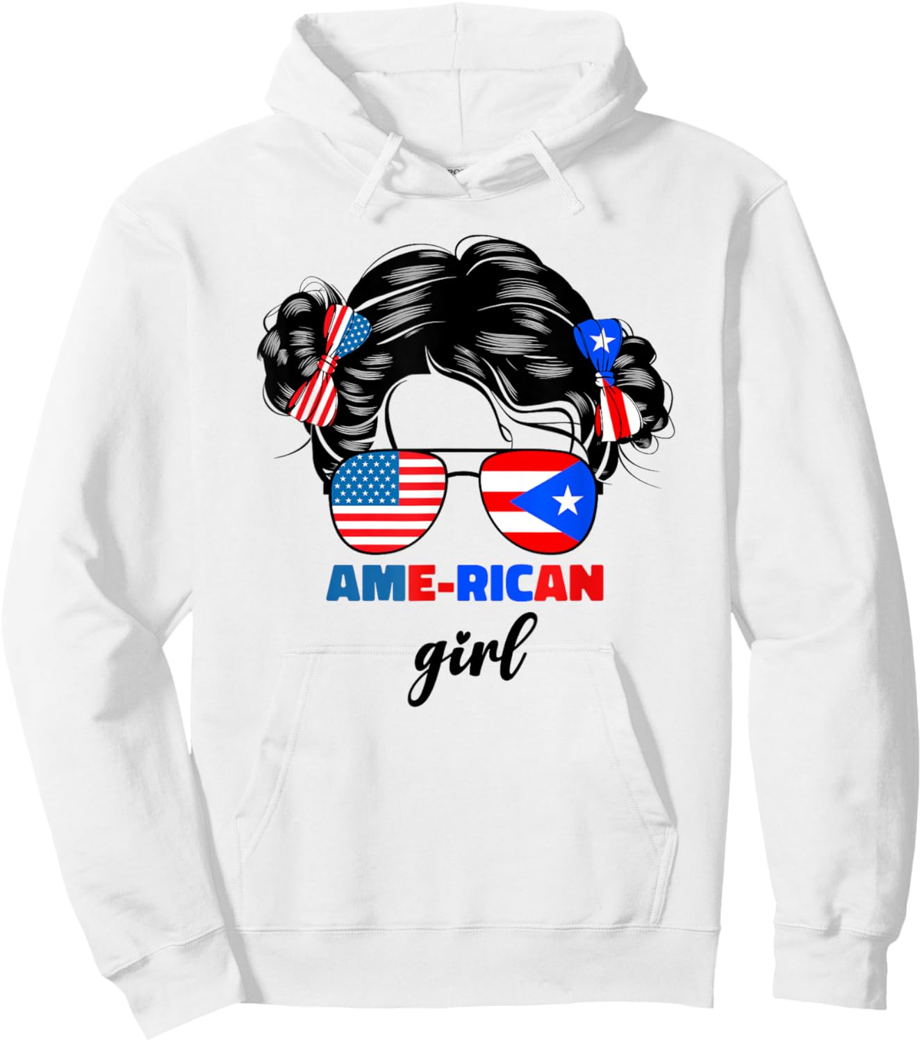 Half American And Puerto Rican Rico Flag Kids Baby Girls Hoodie - Hoodie | White