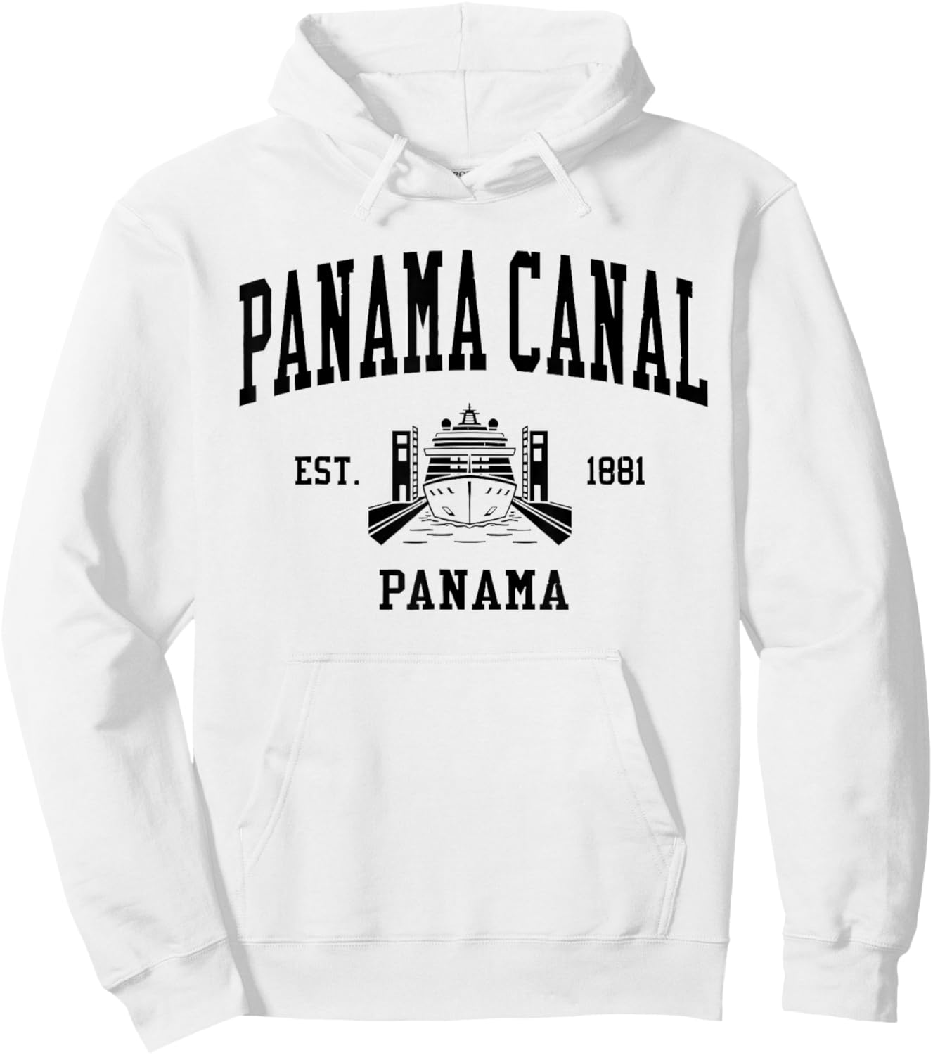 Retro Panama Canal Cruising, Ship in Locks, Vintage Graphic Hoodie - Hoodie | White