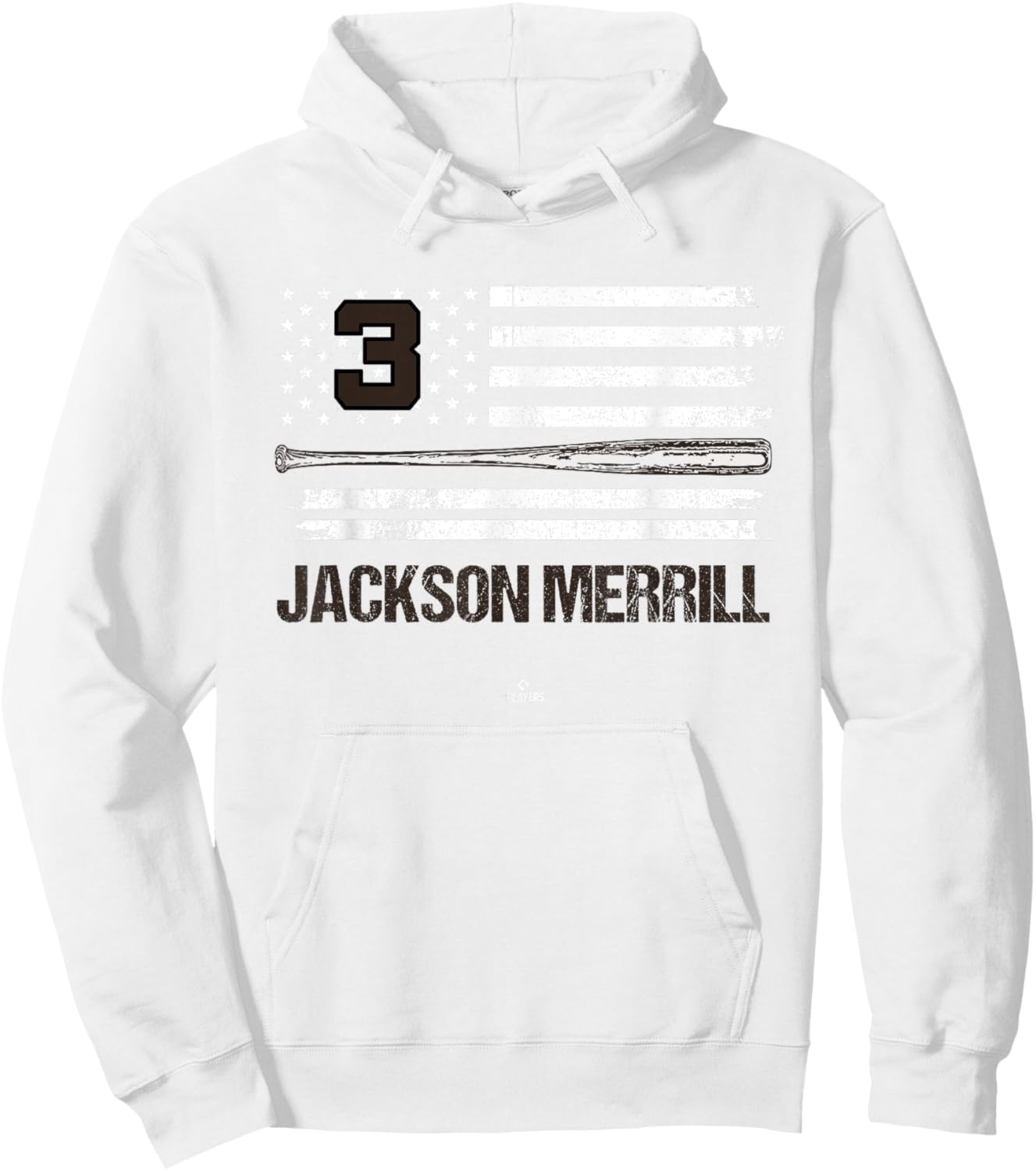 USA Flag Bat Jackson Merrill San Diego Baseball MLBPA Hoodie - Hoodie | White