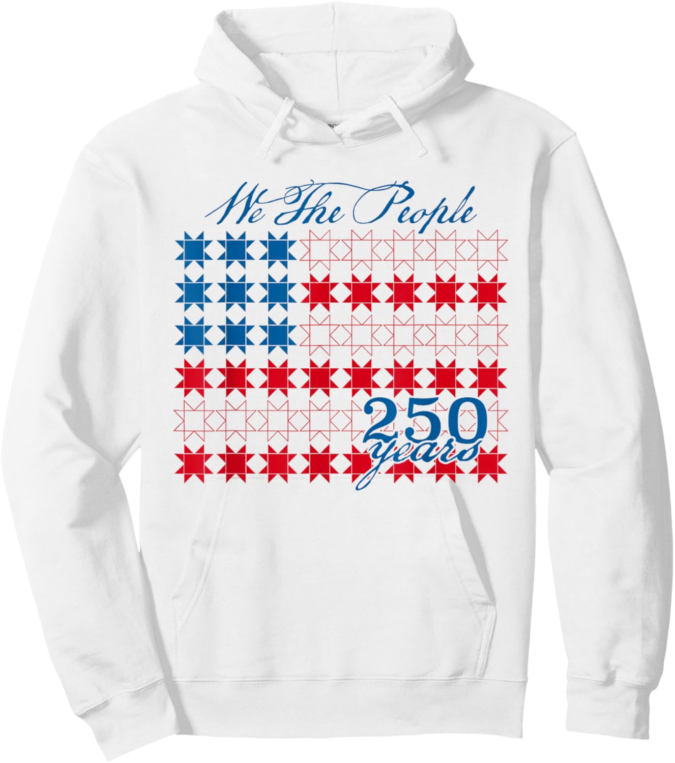 We The People 250 Years Patriotic Quilt Flag Hoodie - Hoodie | White