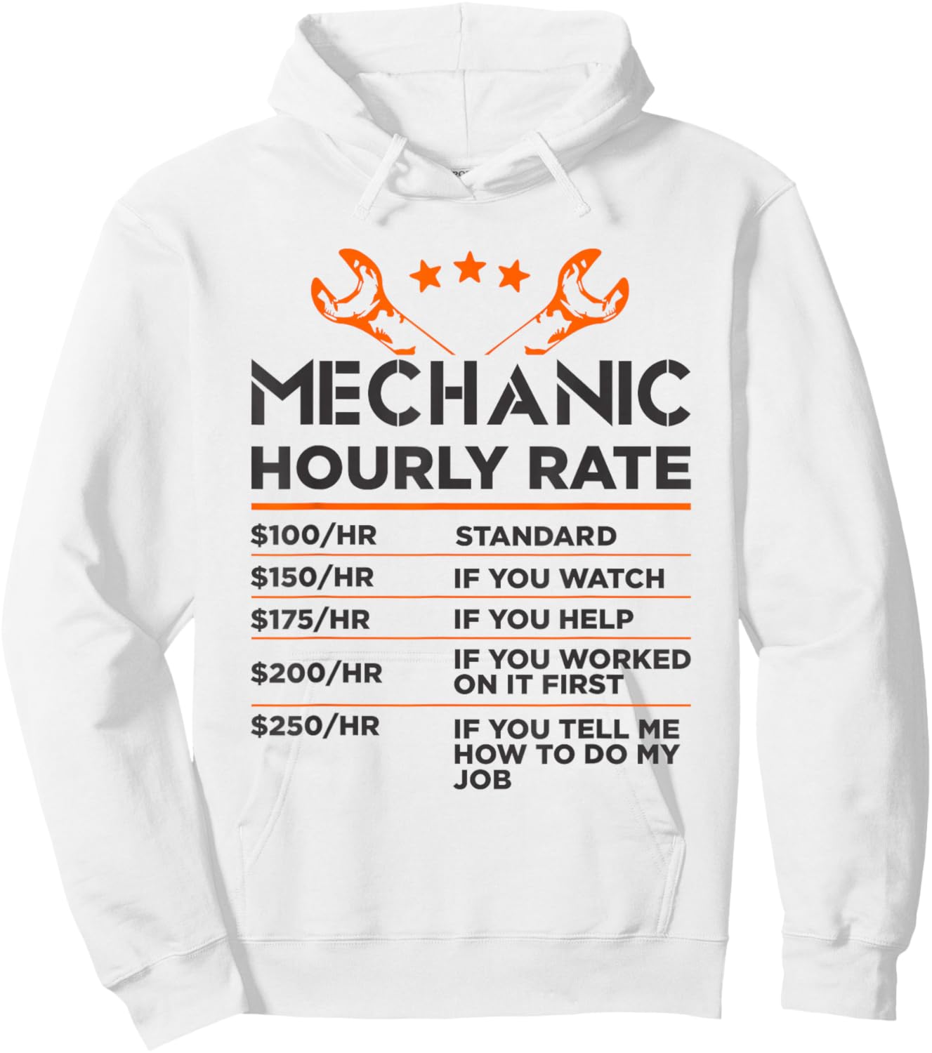 Mechanic Hourly Rate - Car Repair Funny Garage Shop Hoodie - Hoodie | White
