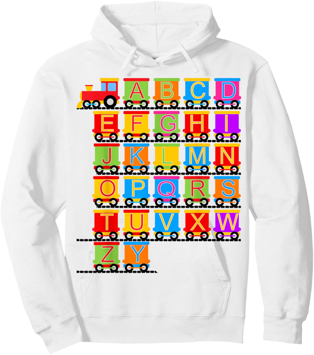 Toddler Boy Train Railroad ABC Alphabet Kindergarten Kids Hoodie - Hoodie | White