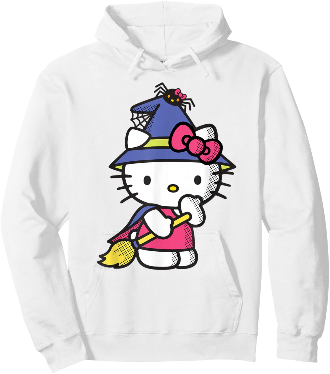 Hello Kitty Halloween Witches Broom with Purple Cape and Hat Hoodie - Hoodie | White