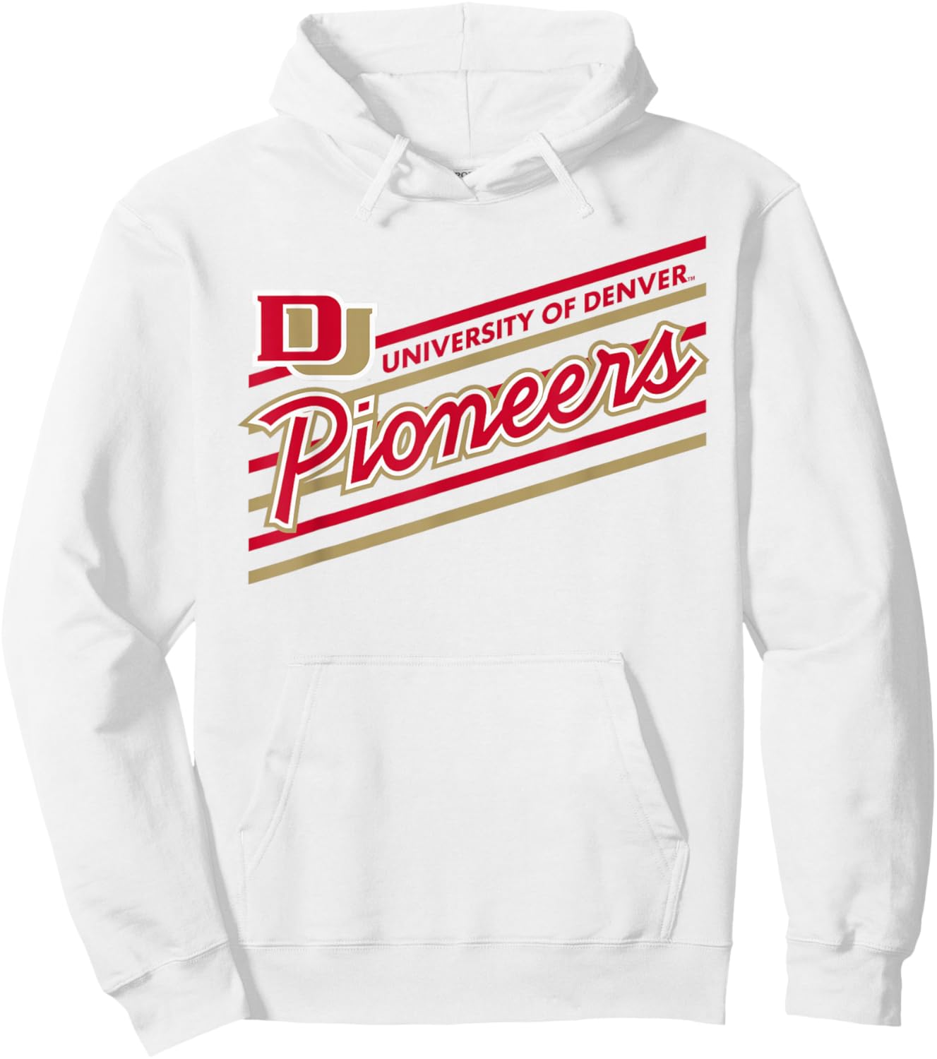 Denver Pioneers Retro Performer Gray Officially Licensed Hoodie - Hoodie | White