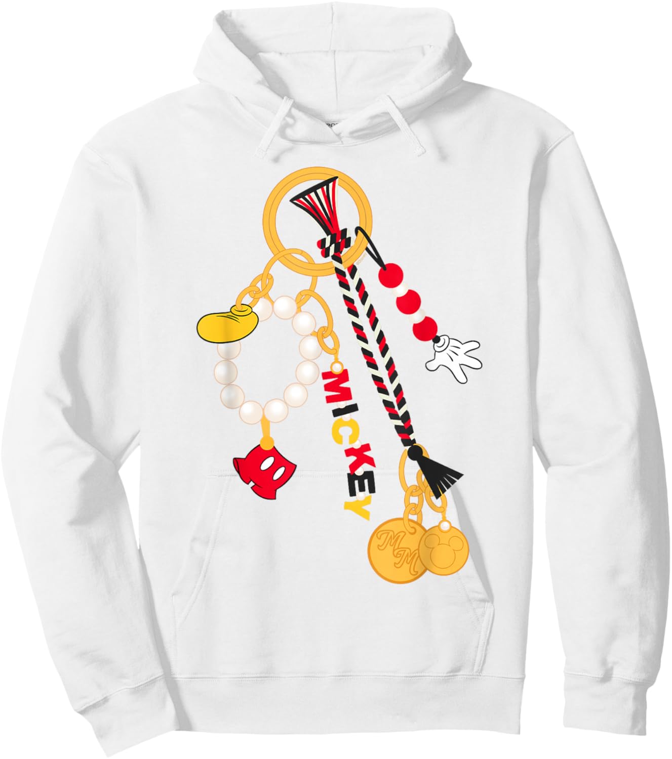 Disney Mickey Mouse Matching Fashion Bag Charm Hoodie - Hoodie | White