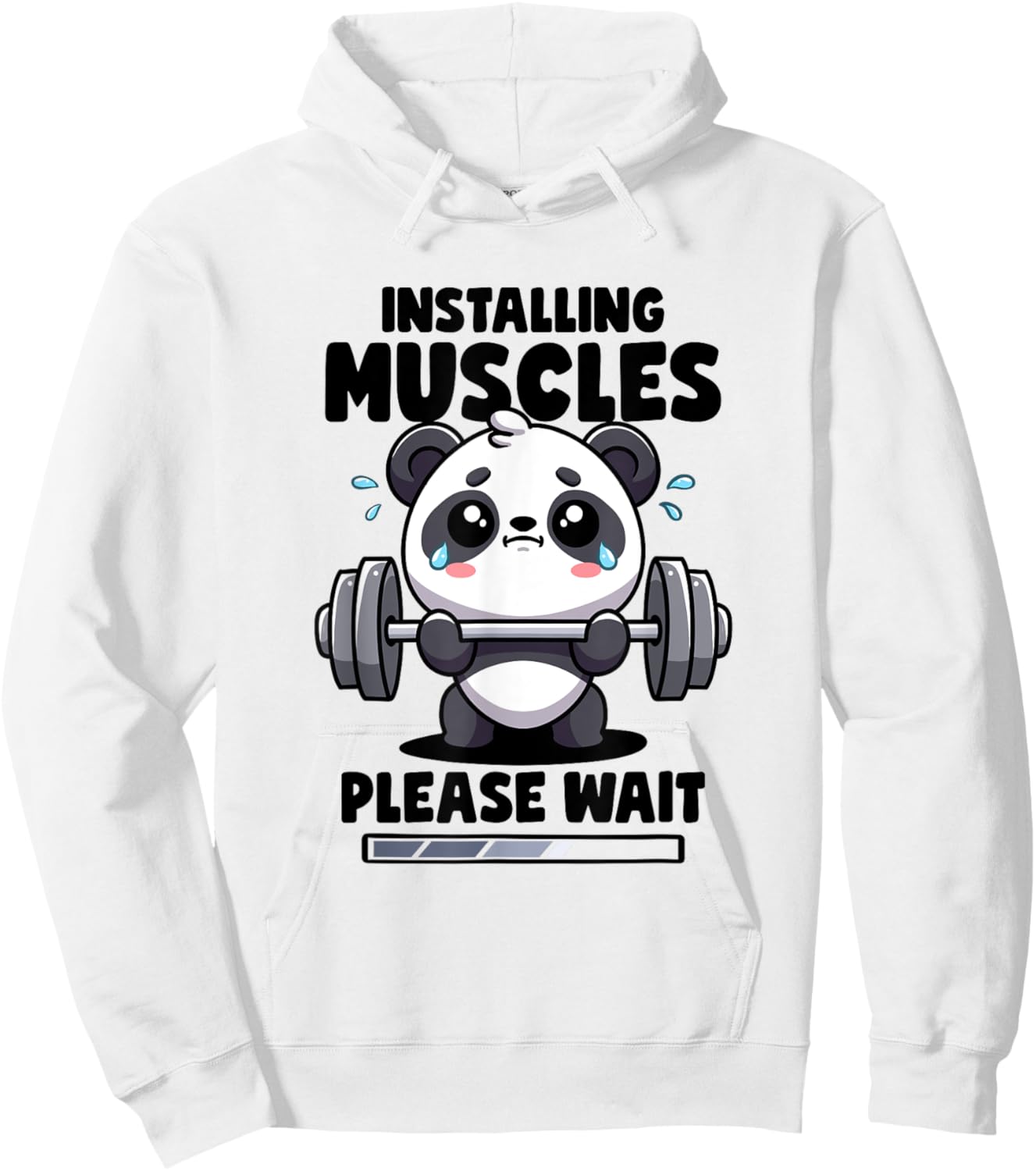 Installing Muscles Please Wait Panda Lifting Gym Quote Panda Hoodie - Hoodie | White