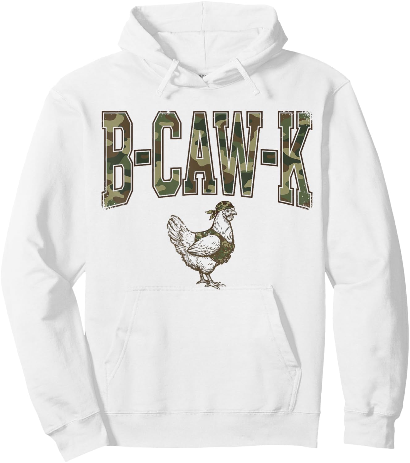 B-Caw-K Funny Chicken Military Camo Army Soldier Tactical Hoodie - Hoodie | White