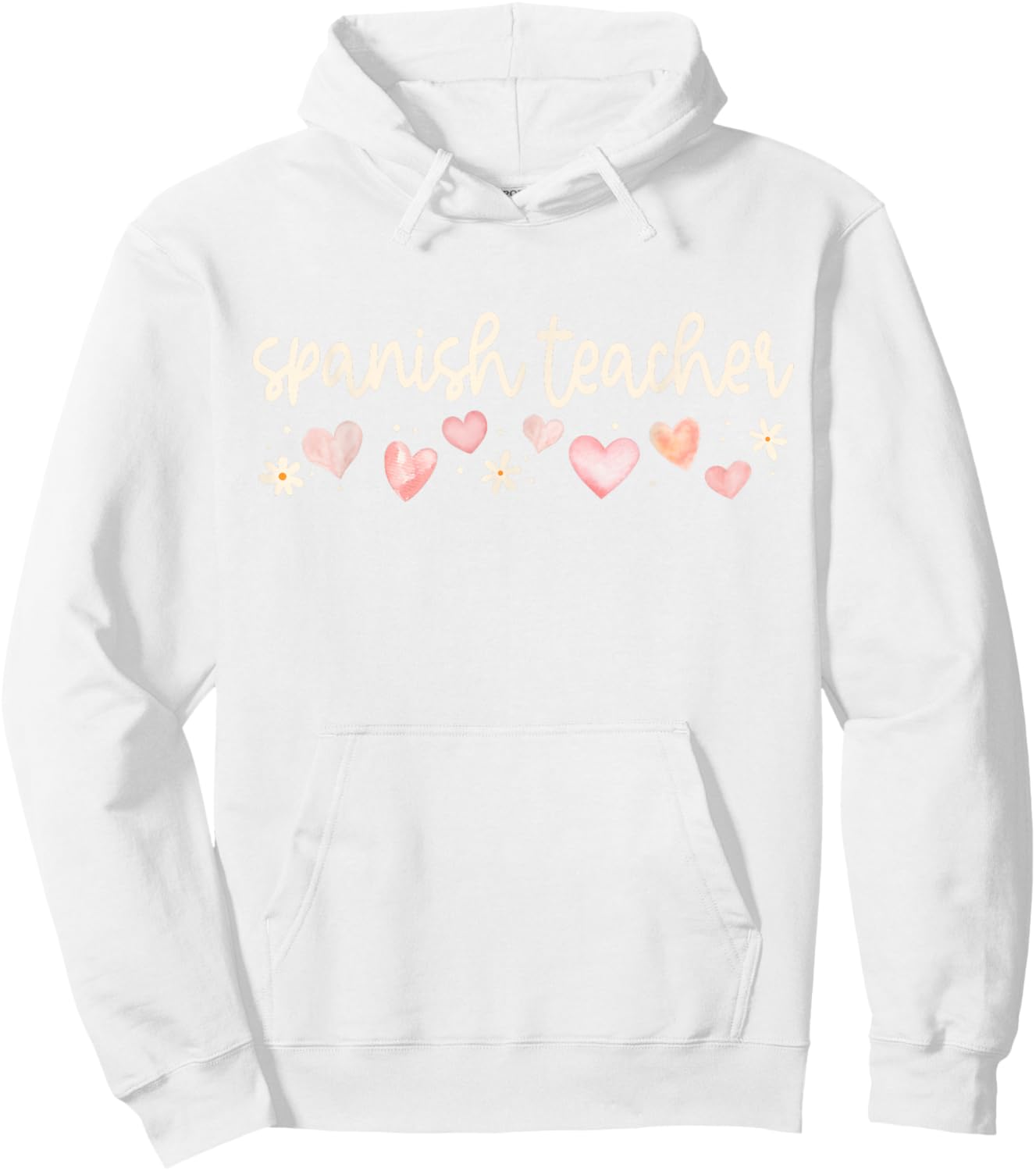 Spanish Teacher Valentines Day Bilingual Maestra Daisy Heart Hoodie - Hoodie | White