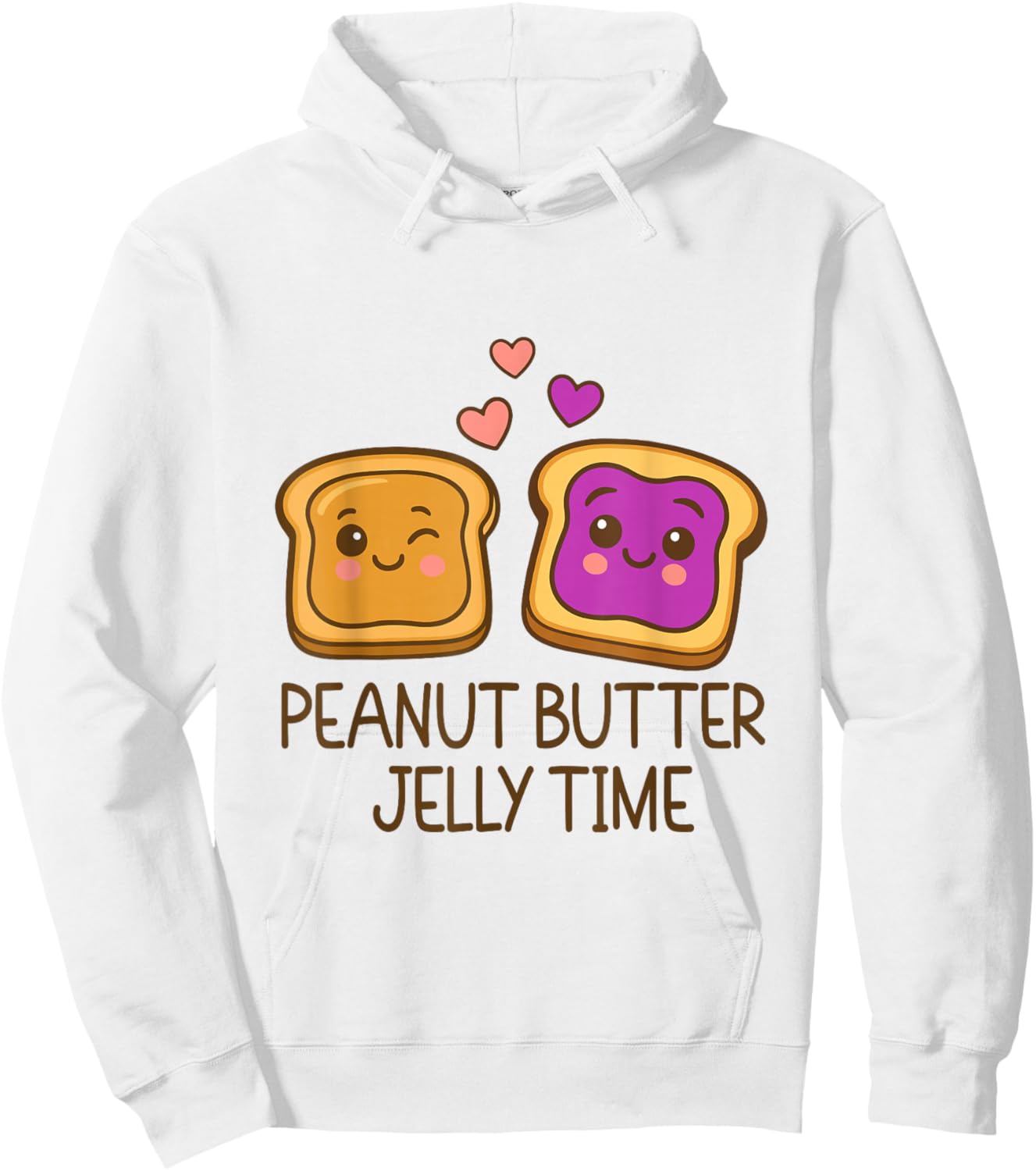 Cute Peanut Butter Jelly Time Kawaii Food Cartoon Humor Hoodie - Hoodie | White
