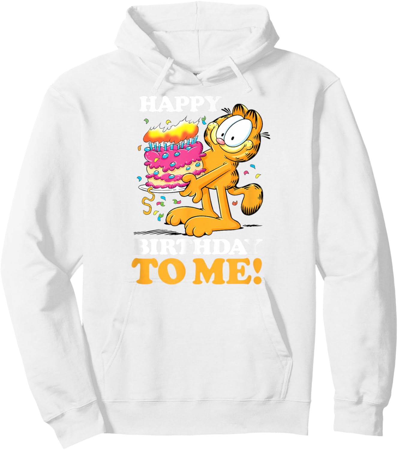 Garfield - Happy Birthday To Me with Cake Hoodie - Hoodie | White