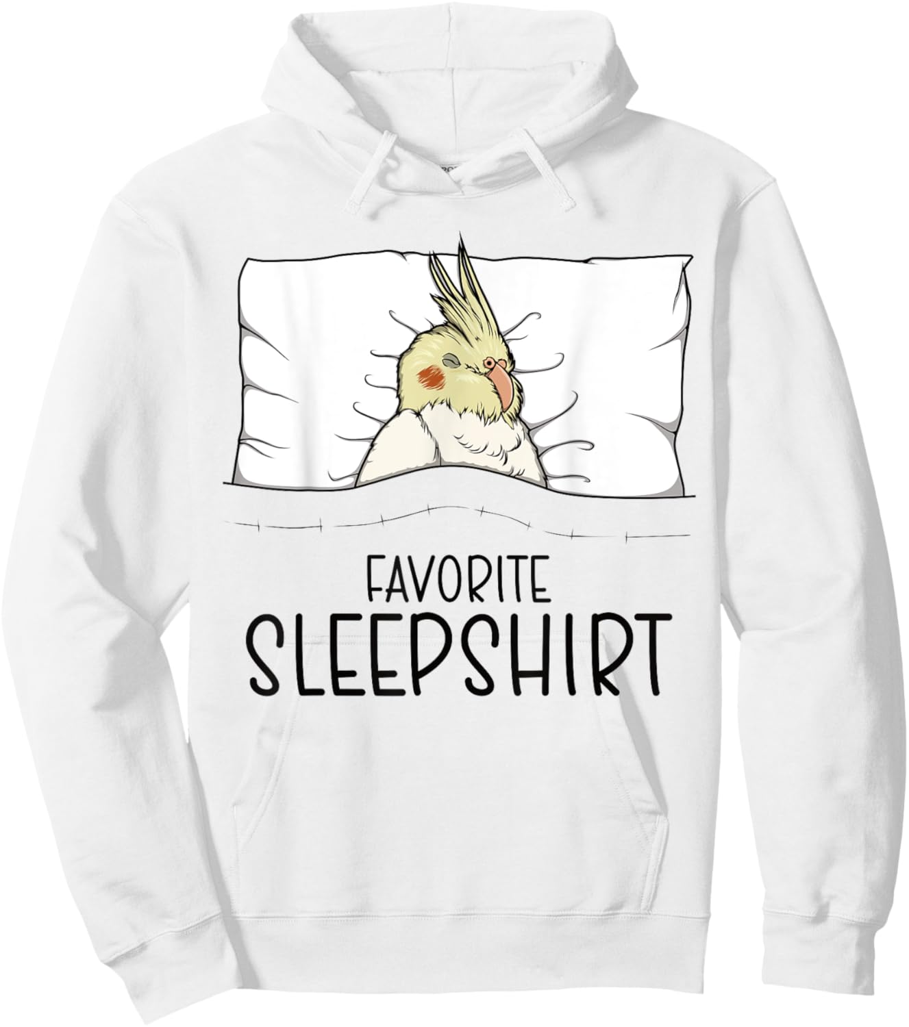 Favorite Sleepshirt Cockatiel, Napping Bird Pajama Hoodie - Hoodie | White