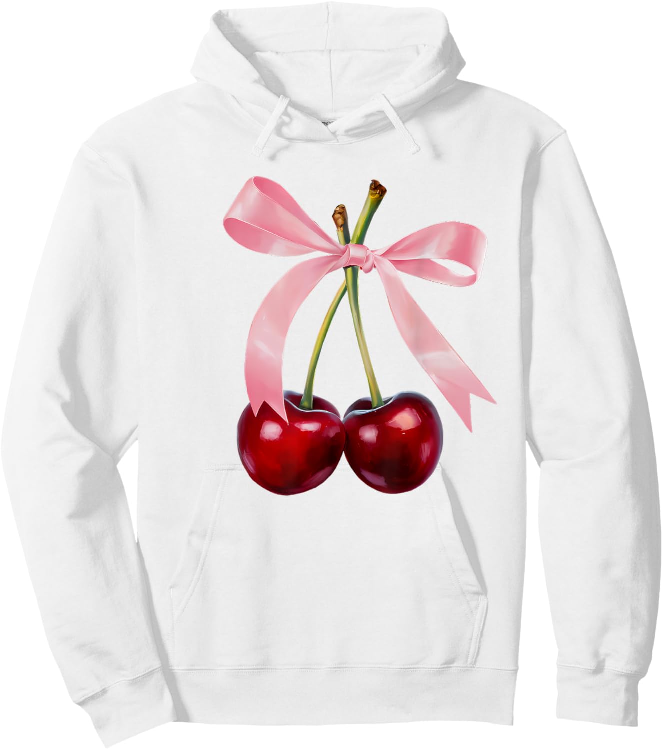 Cherry Graphic Pink Bow Red Aesthetic Cherries Summer Y2K Women Kids Hoodie - Hoodie | White
