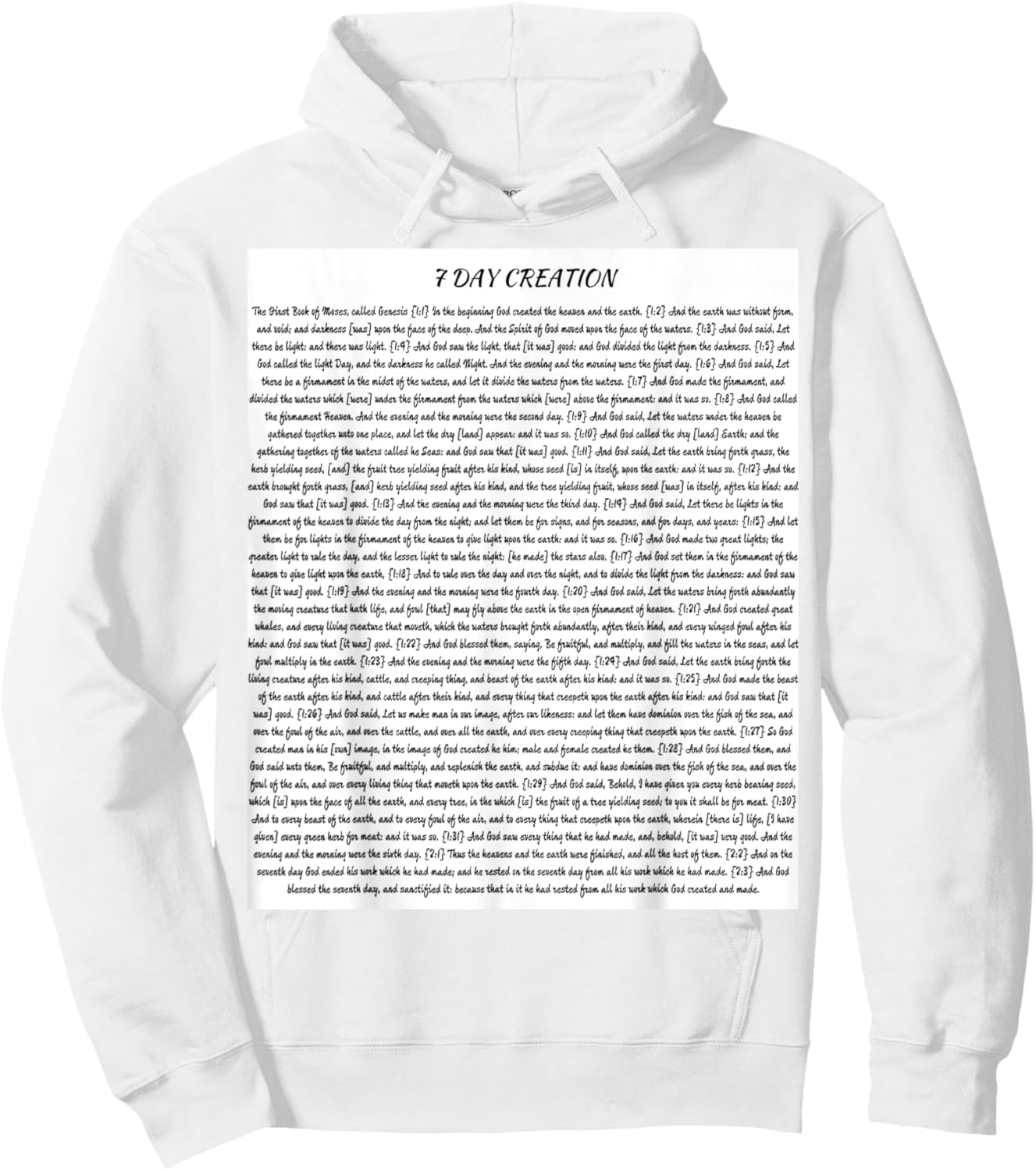 7 Day Creation Black Print Hoodie - Hoodie | White