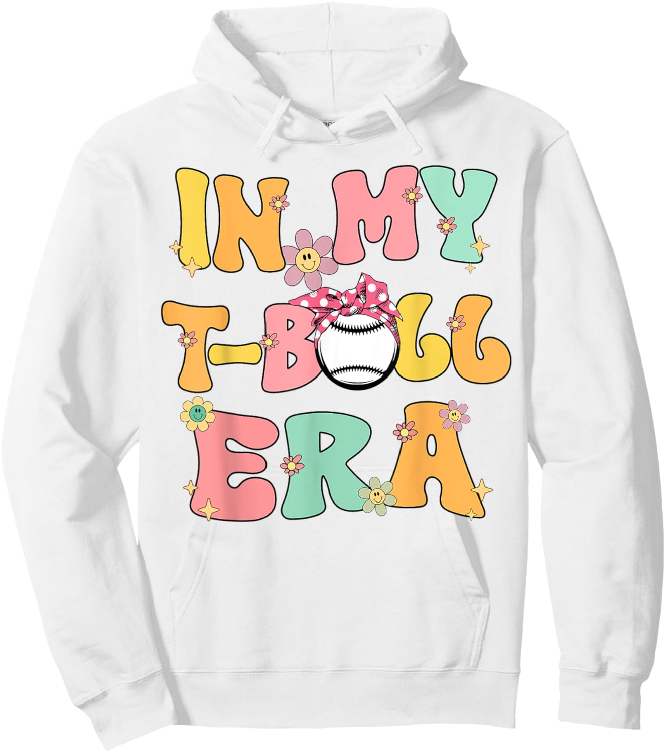 In My Tball Era Retro Groovy T ball ball Kids Girl Boy Hoodie - Hoodie | White