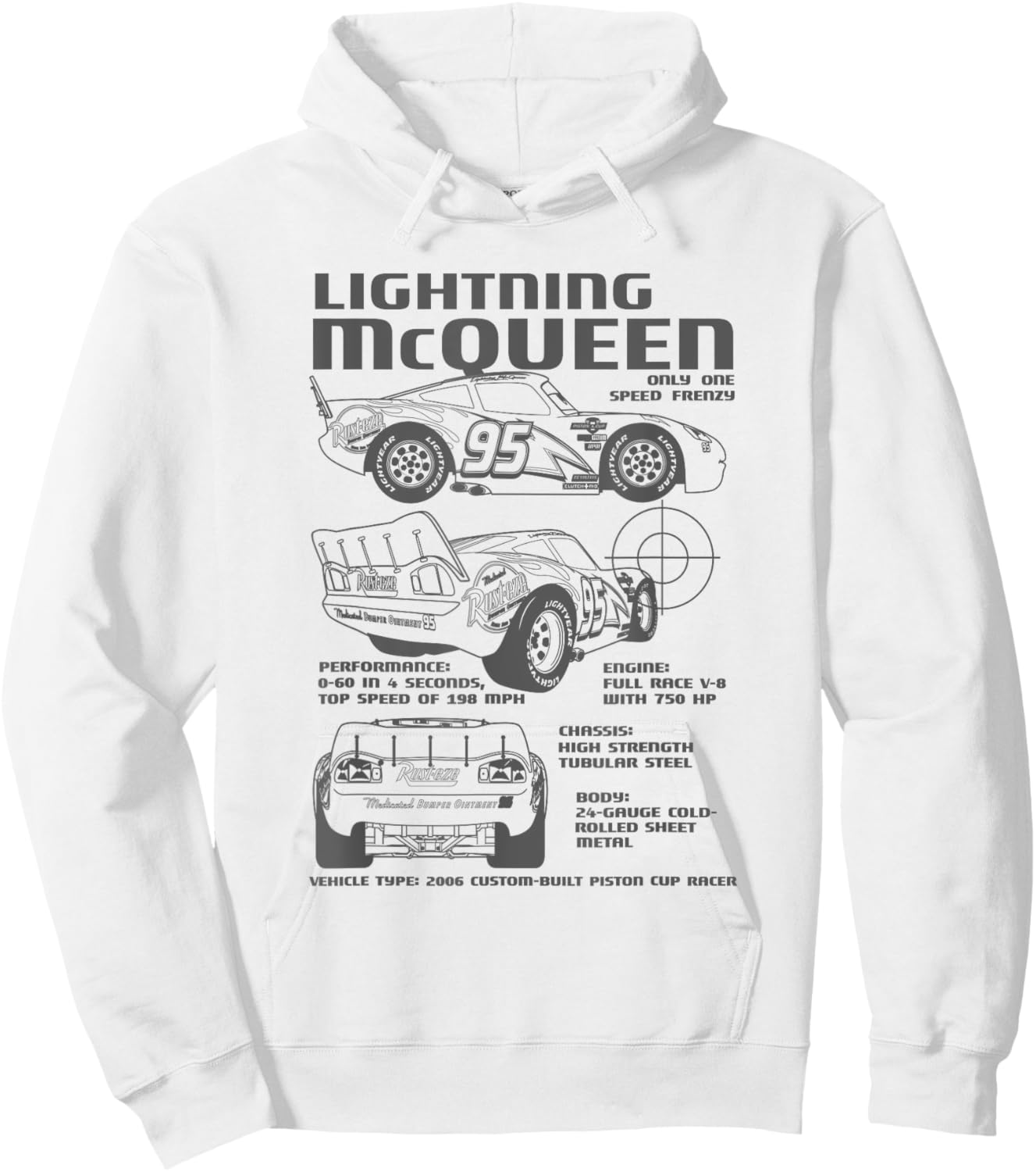 Cars Lightning McQueen Only One Diagram Hoodie - Hoodie | White