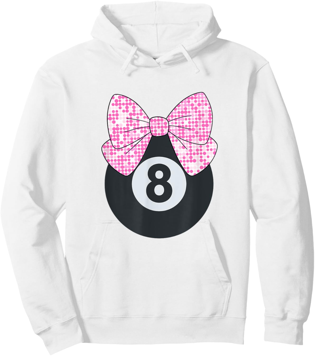 8th Birthday Girls 8 Years Old Pink Retro Bow 8-Ball Hoodie - Hoodie | White